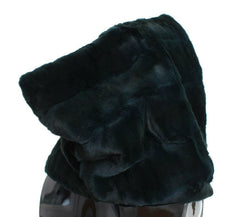 Dolce & Gabbana Green Weasel Fur Crochet Hood Scarf Hat -   -  Dolce & Gabbana.