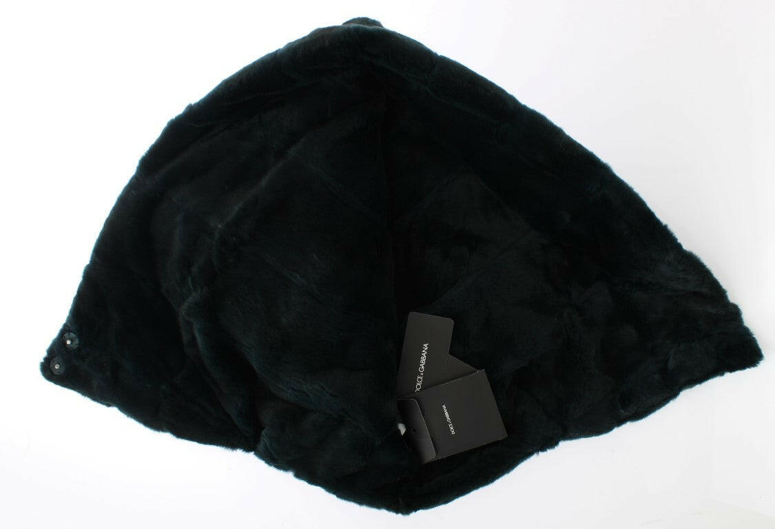 Dolce & Gabbana Green Weasel Fur Crochet Hood Scarf Hat -   -  Dolce & Gabbana.