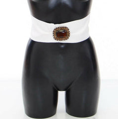 Dolce & Gabbana White Crystal Brass Wide Waist Runway Belt -   -  Dolce & Gabbana.