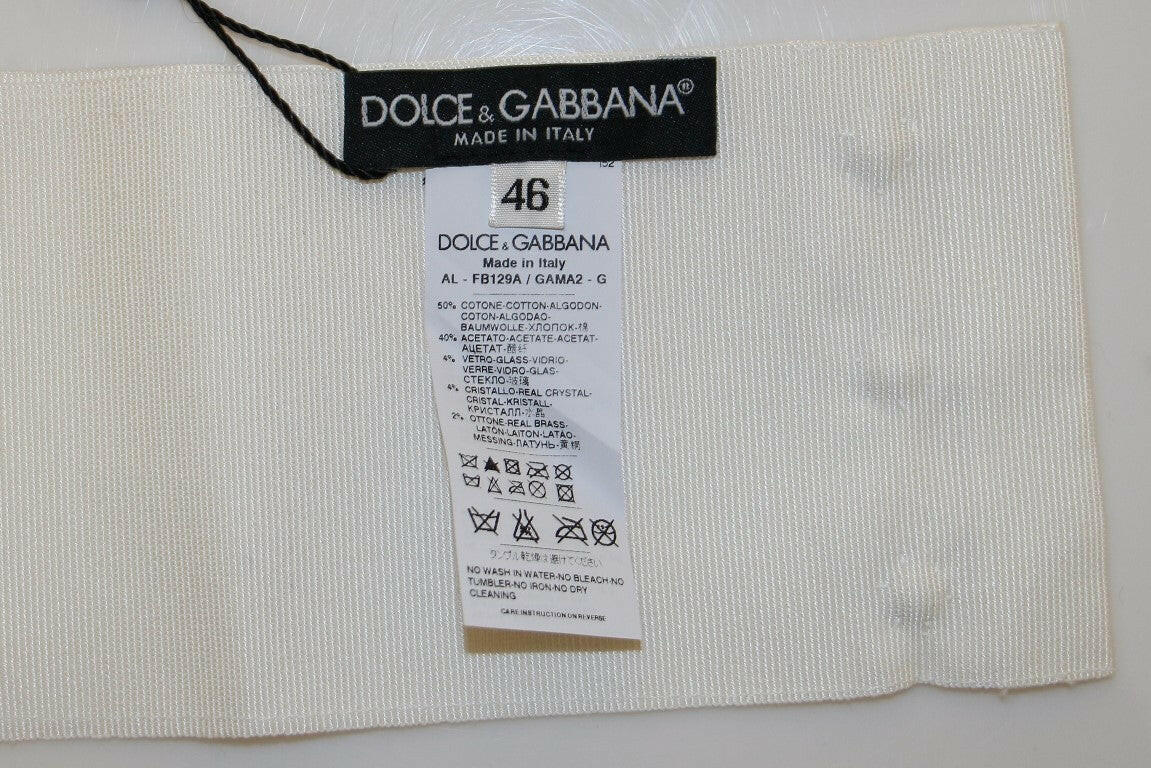 Dolce & Gabbana White Crystal Brass Wide Waist Runway Belt -   -  Dolce & Gabbana.