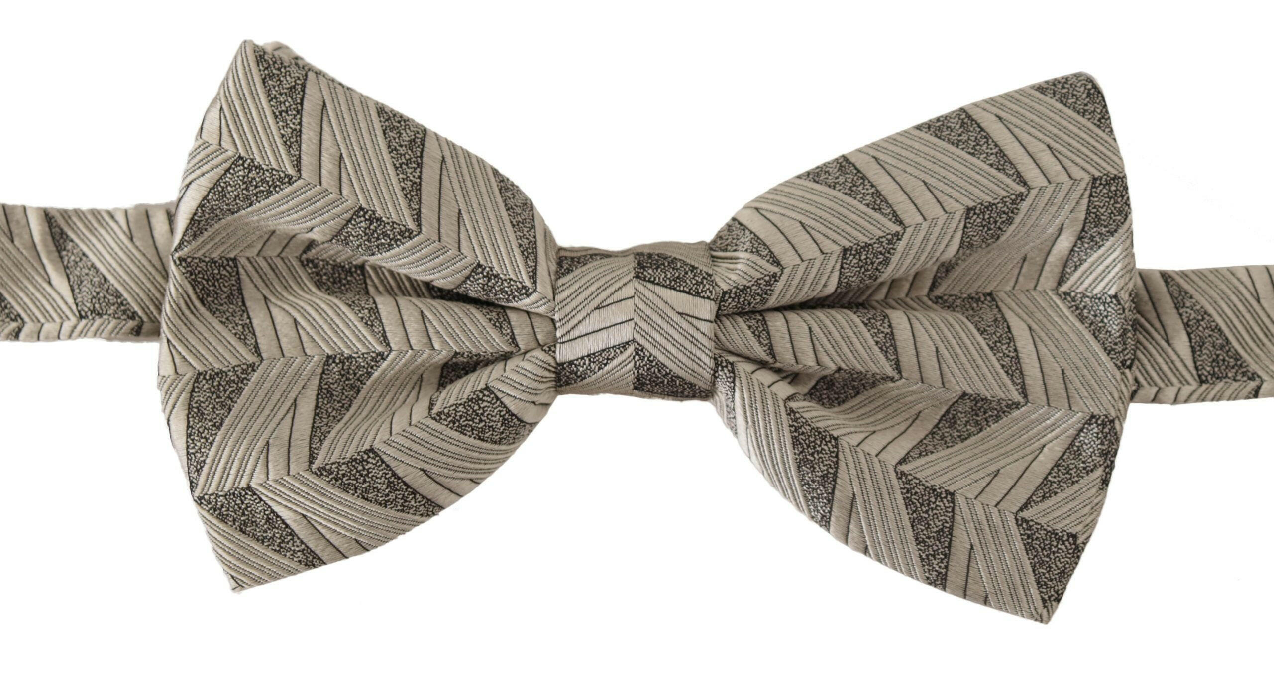 Dolce & Gabbana Gray 100% Silk Adjustable Neck Papillon Bow Tie -  Neckties, Men -  Dolce & Gabbana.