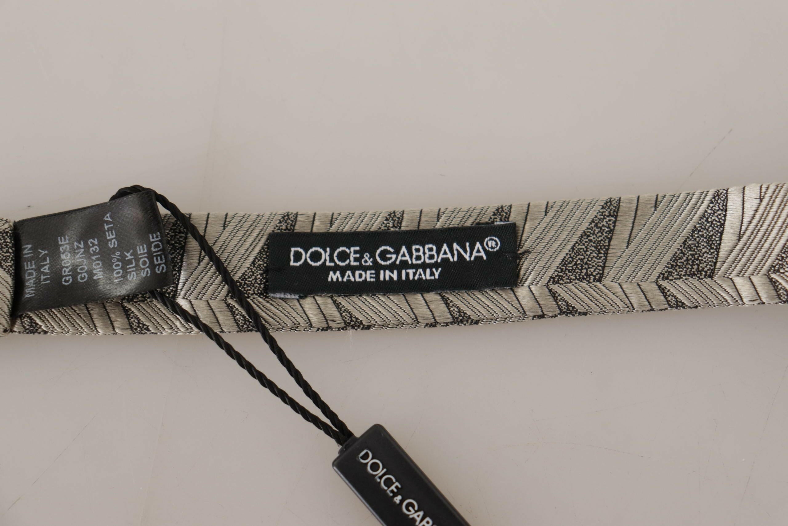 Dolce & Gabbana Gray 100% Silk Adjustable Neck Papillon Bow Tie -  Neckties, Men -  Dolce & Gabbana.
