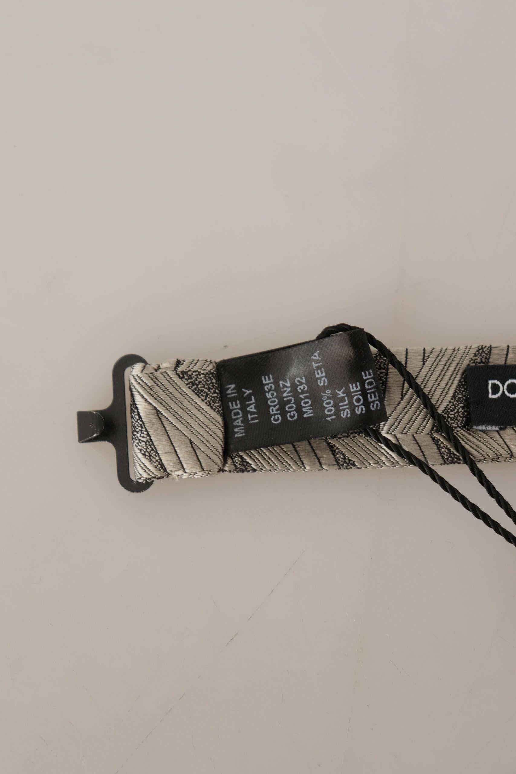 Dolce & Gabbana Gray 100% Silk Adjustable Neck Papillon Bow Tie -  Neckties, Men -  Dolce & Gabbana.