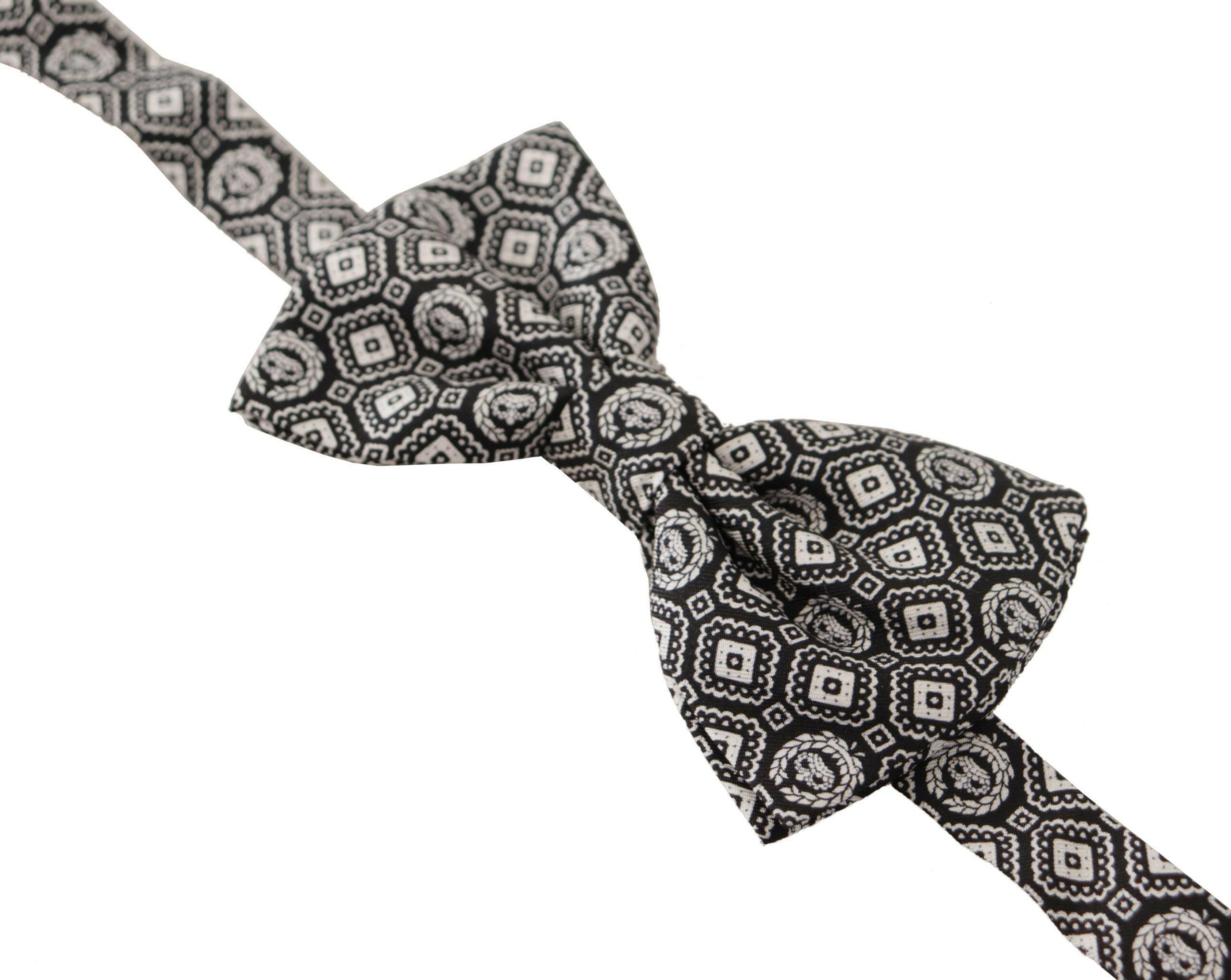 Dolce & Gabbana Black white 100% Silk Adjustable Neck Papillon Tie -  Neckties, Men -  Dolce & Gabbana.