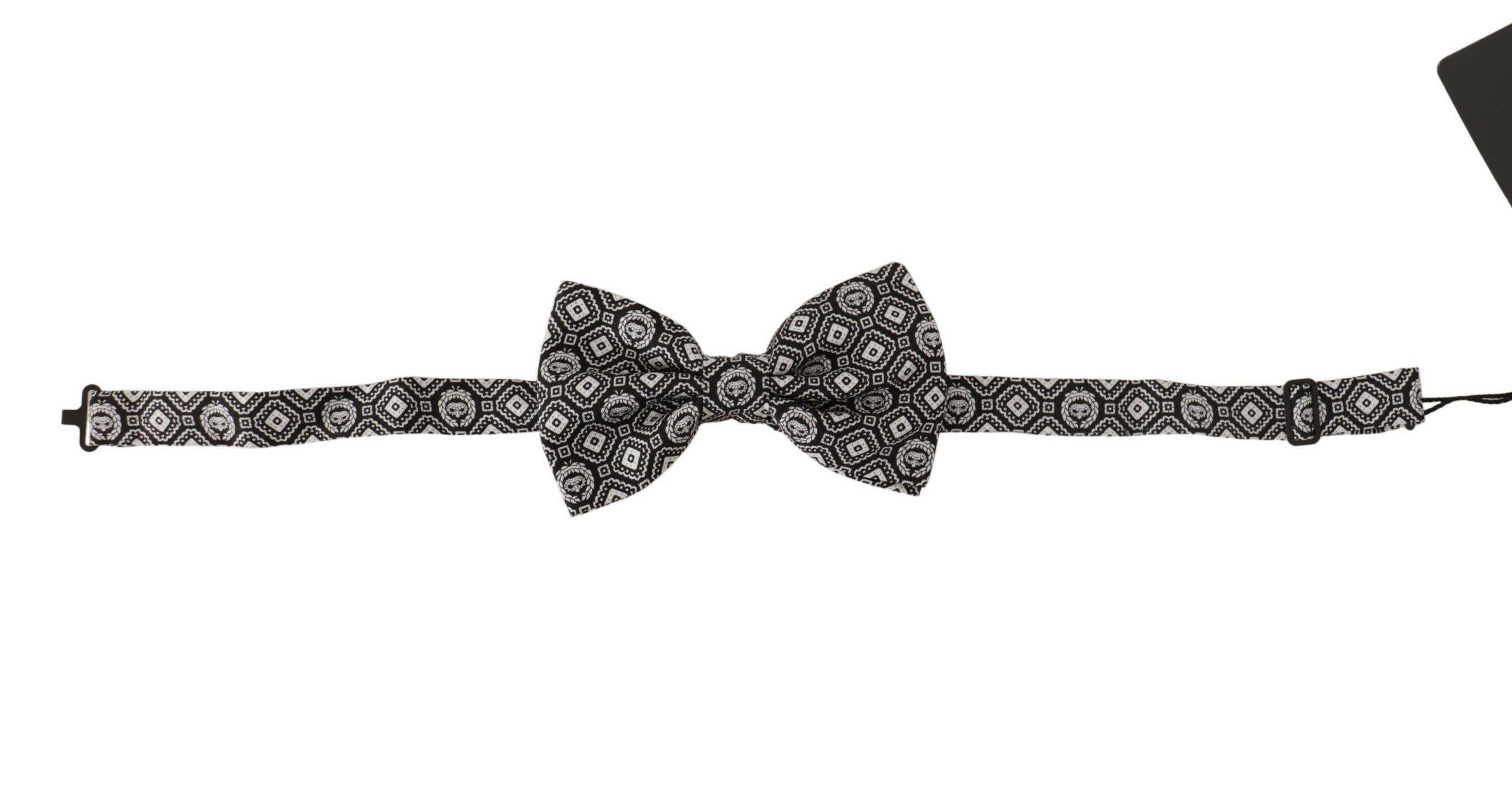Dolce & Gabbana Black white 100% Silk Adjustable Neck Papillon Tie -  Neckties, Men -  Dolce & Gabbana.