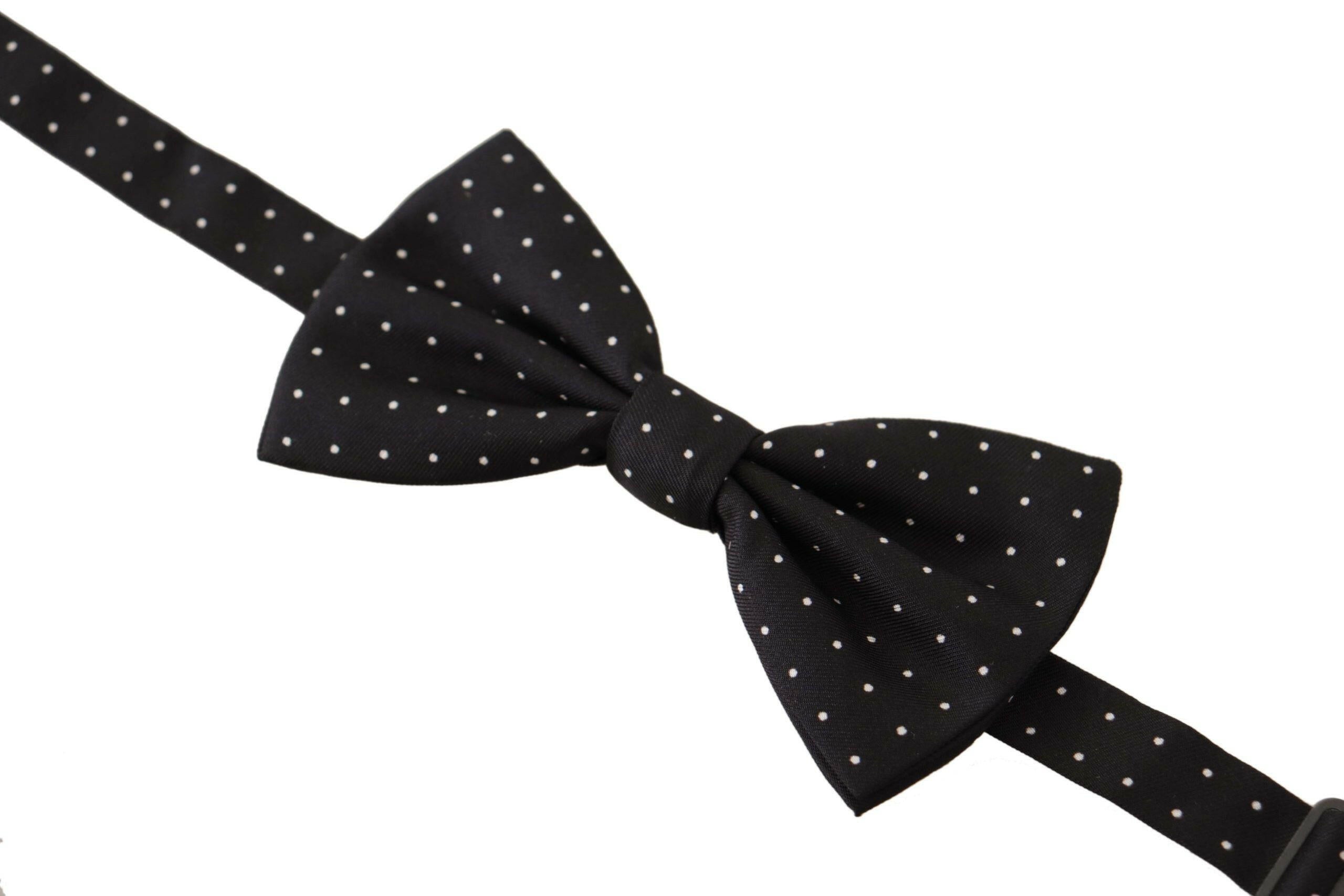 Dolce & Gabbana Black White Polka Dot 100% Silk Neck Papillon Tie -  Neckties, Men -  Dolce & Gabbana.