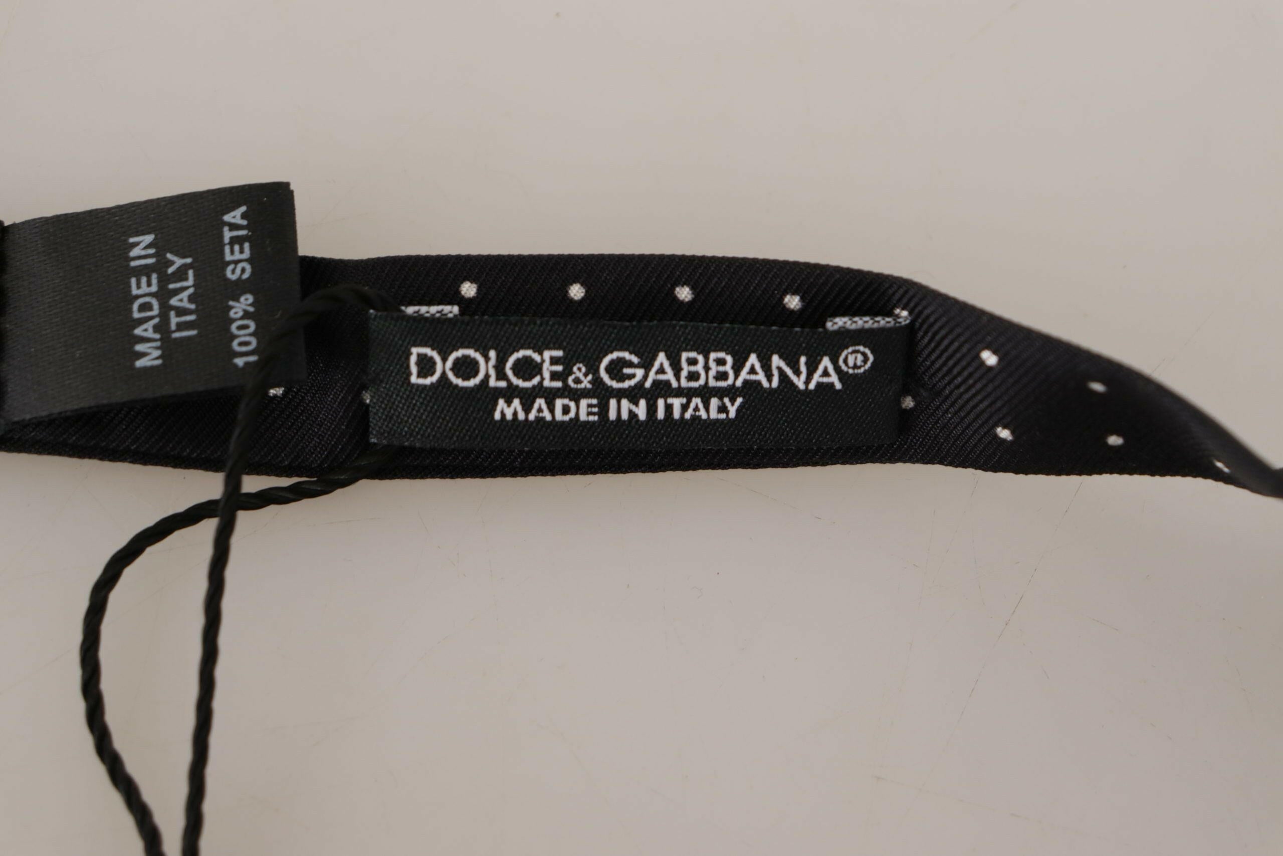 Dolce & Gabbana Black White Polka Dot 100% Silk Neck Papillon Tie -  Neckties, Men -  Dolce & Gabbana.