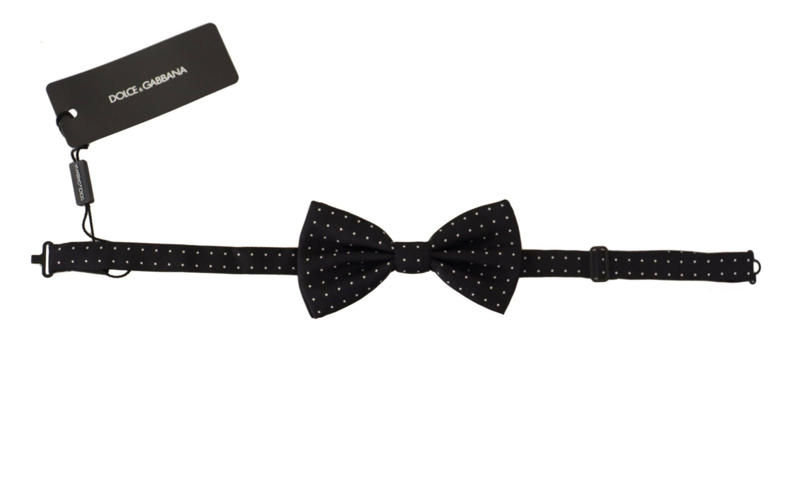 Dolce & Gabbana Black White Polka Dot 100% Silk Neck Papillon Tie -  Neckties, Men -  Dolce & Gabbana.