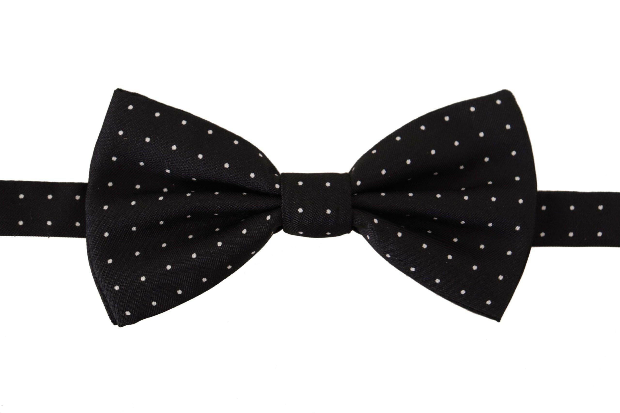 Dolce & Gabbana Black White Polka Dot 100% Silk Neck Papillon Tie -  Neckties, Men -  Dolce & Gabbana.