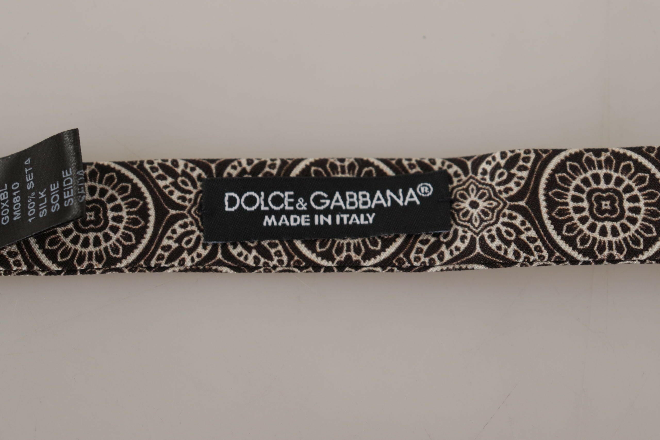 Dolce & Gabbana Black white 100% Silk Adjustable Neck Papillon Tie -  Neckties, Men -  Dolce & Gabbana.
