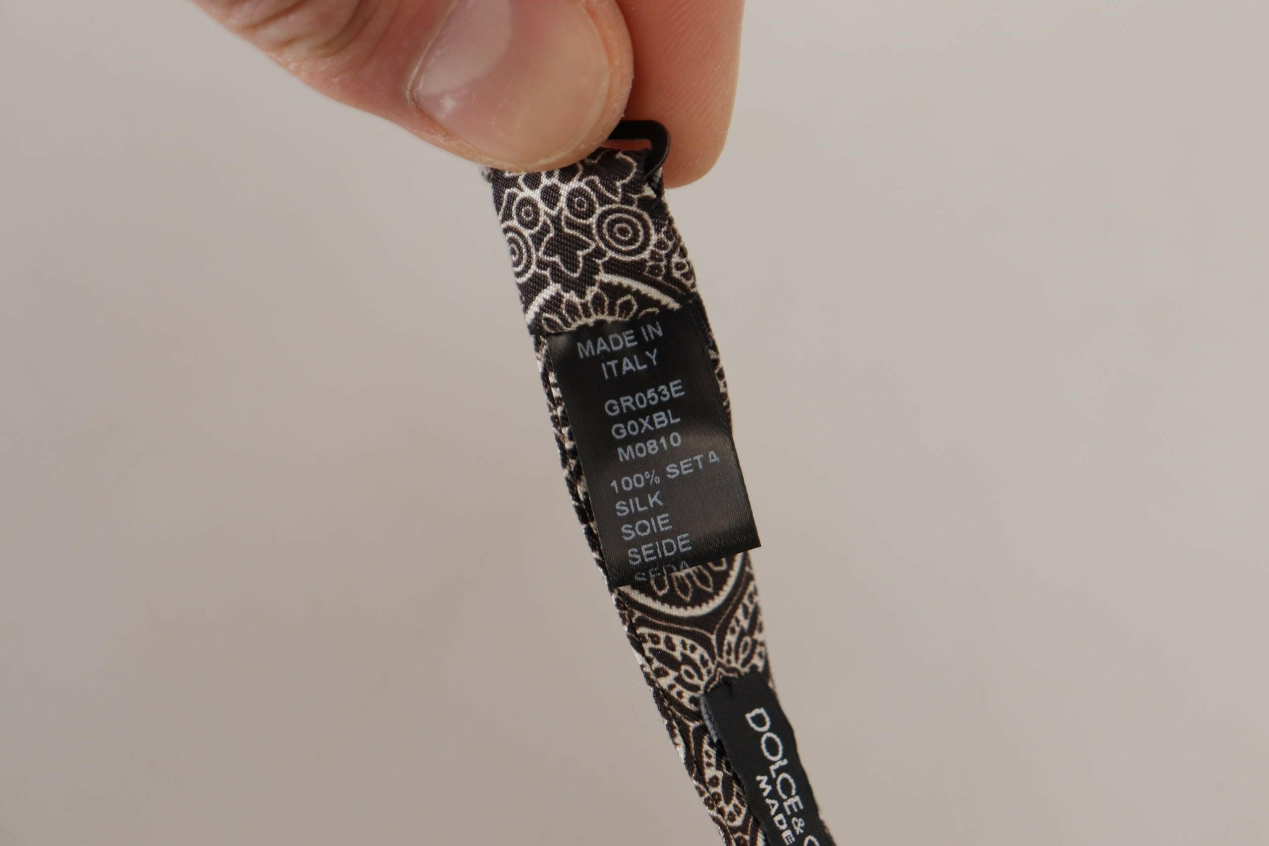 Dolce & Gabbana Black white 100% Silk Adjustable Neck Papillon Tie -  Neckties, Men -  Dolce & Gabbana.
