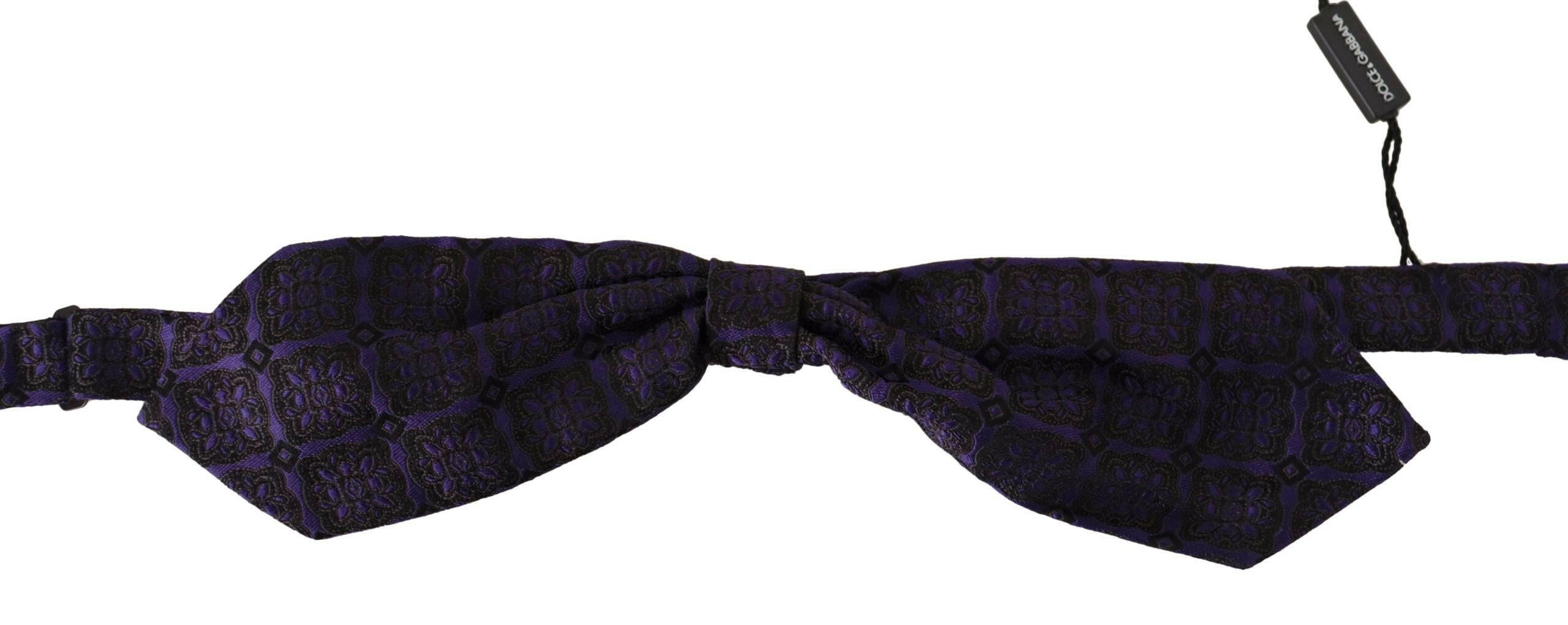 Dolce & Gabbana Blue Geometric Silk Adjustable Neck Papillon Tie -  Neckties, Men -  Dolce & Gabbana.