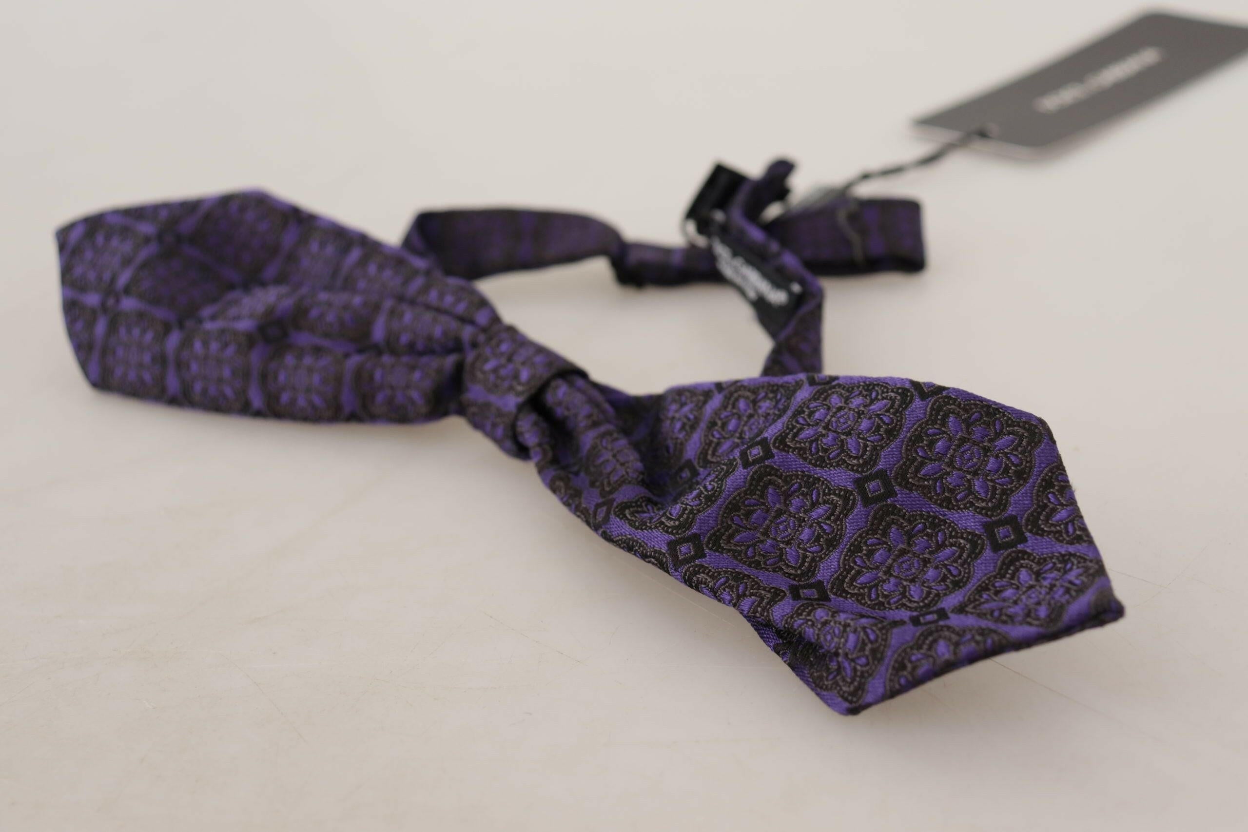 Dolce & Gabbana Blue Geometric Silk Adjustable Neck Papillon Tie -  Neckties, Men -  Dolce & Gabbana.