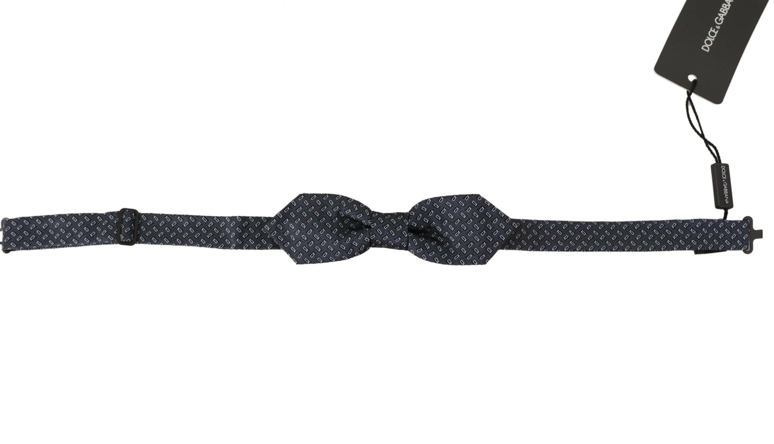 Dolce & Gabbana Blue Gray Polka Dot 100% Silk Neck Papillon Tie -  Neckties, Men -  Dolce & Gabbana.