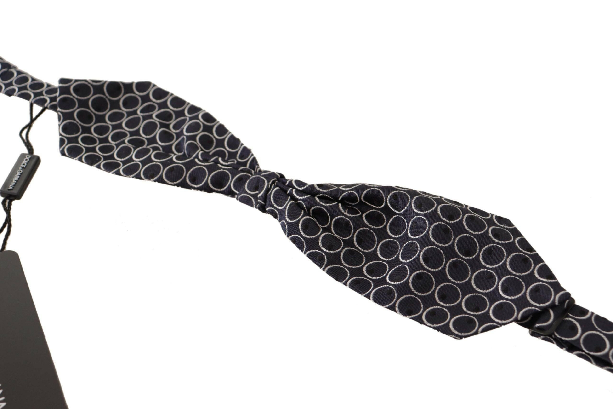 Dolce & Gabbana Black White Round 100% Silk Neck Papillon  Tie -  Neckties, Men -  Dolce & Gabbana.