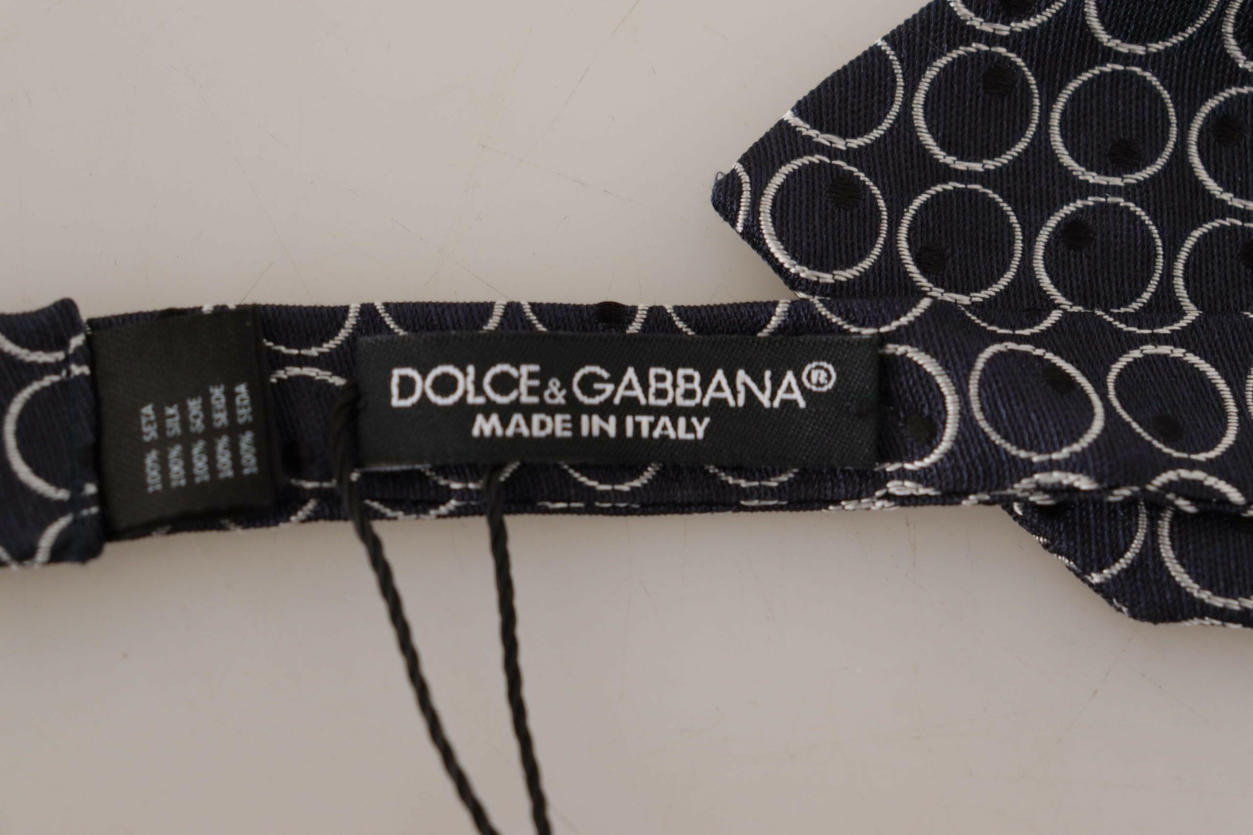 Dolce & Gabbana Black White Round 100% Silk Neck Papillon  Tie -  Neckties, Men -  Dolce & Gabbana.