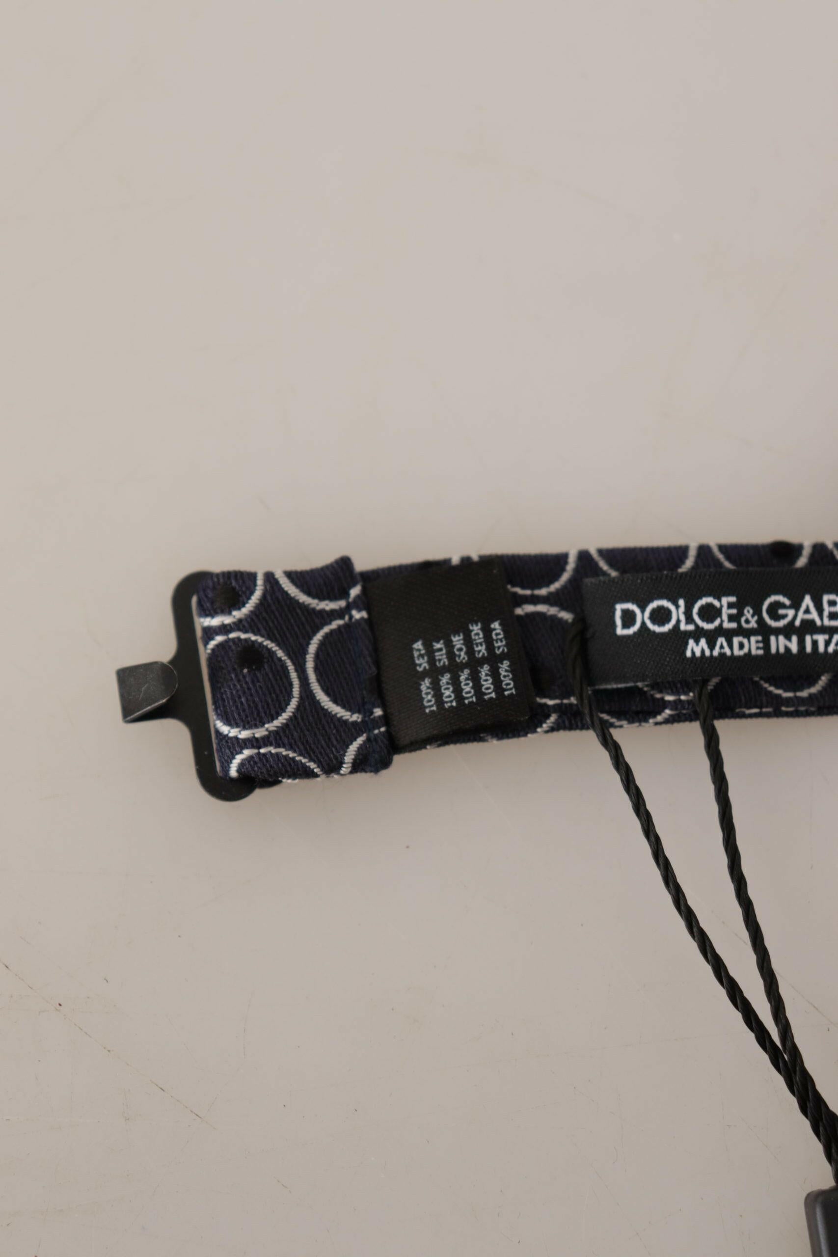 Dolce & Gabbana Black White Round 100% Silk Neck Papillon  Tie -  Neckties, Men -  Dolce & Gabbana.