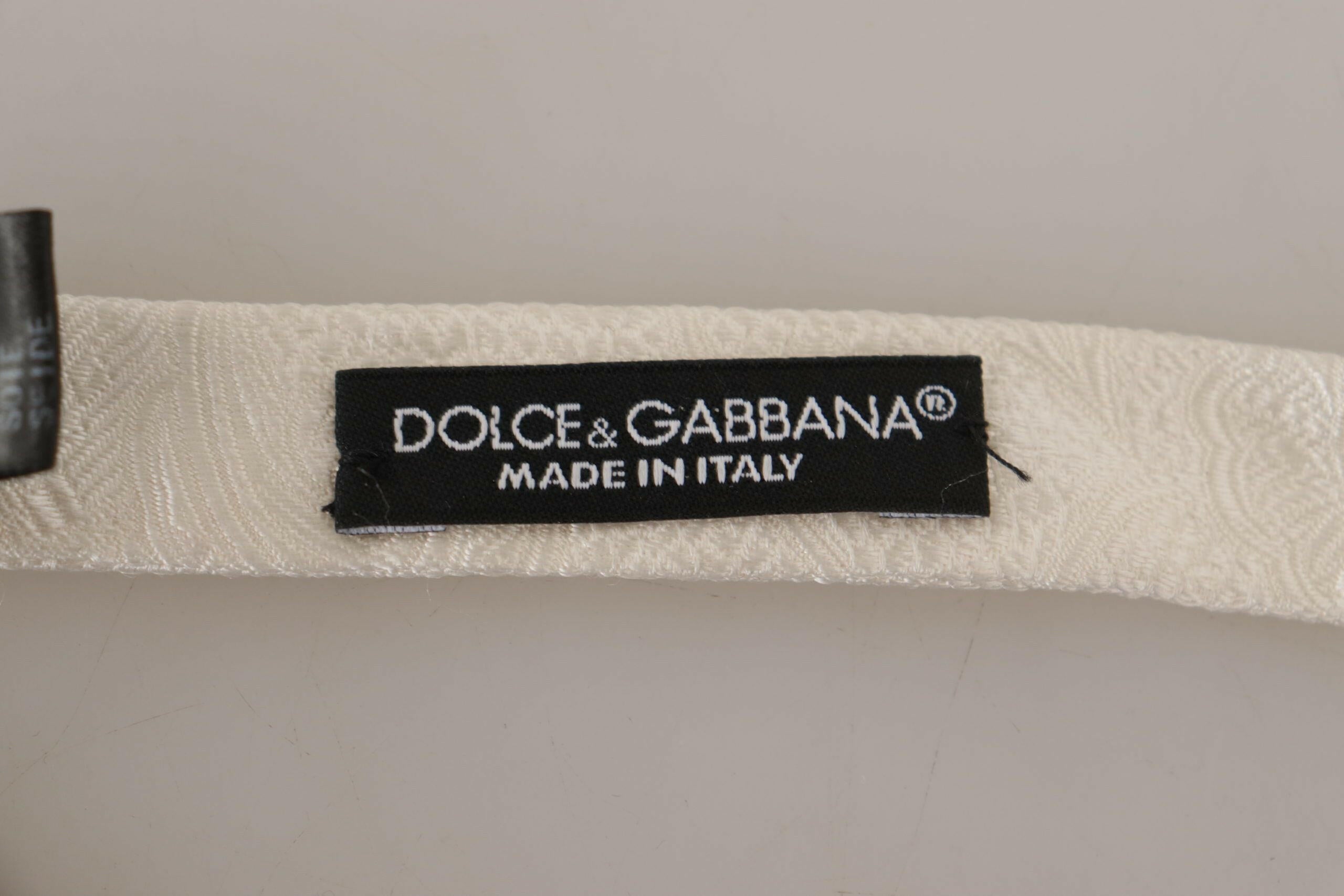 Dolce & Gabbana White 100% Silk Slim Adjustable Neck Papillon Tie -  Neckties, Men -  Dolce & Gabbana.