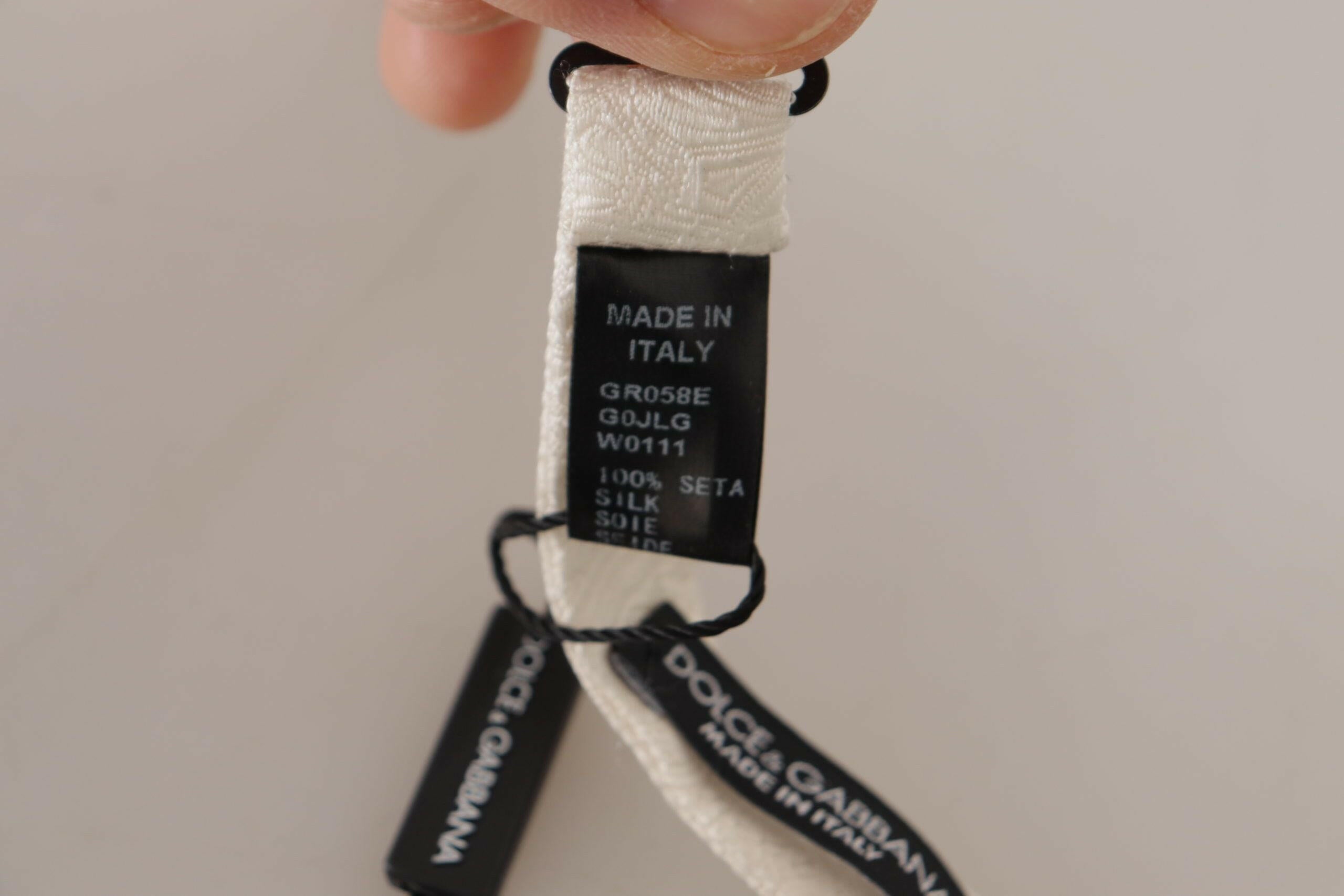 Dolce & Gabbana White 100% Silk Slim Adjustable Neck Papillon Tie -  Neckties, Men -  Dolce & Gabbana.