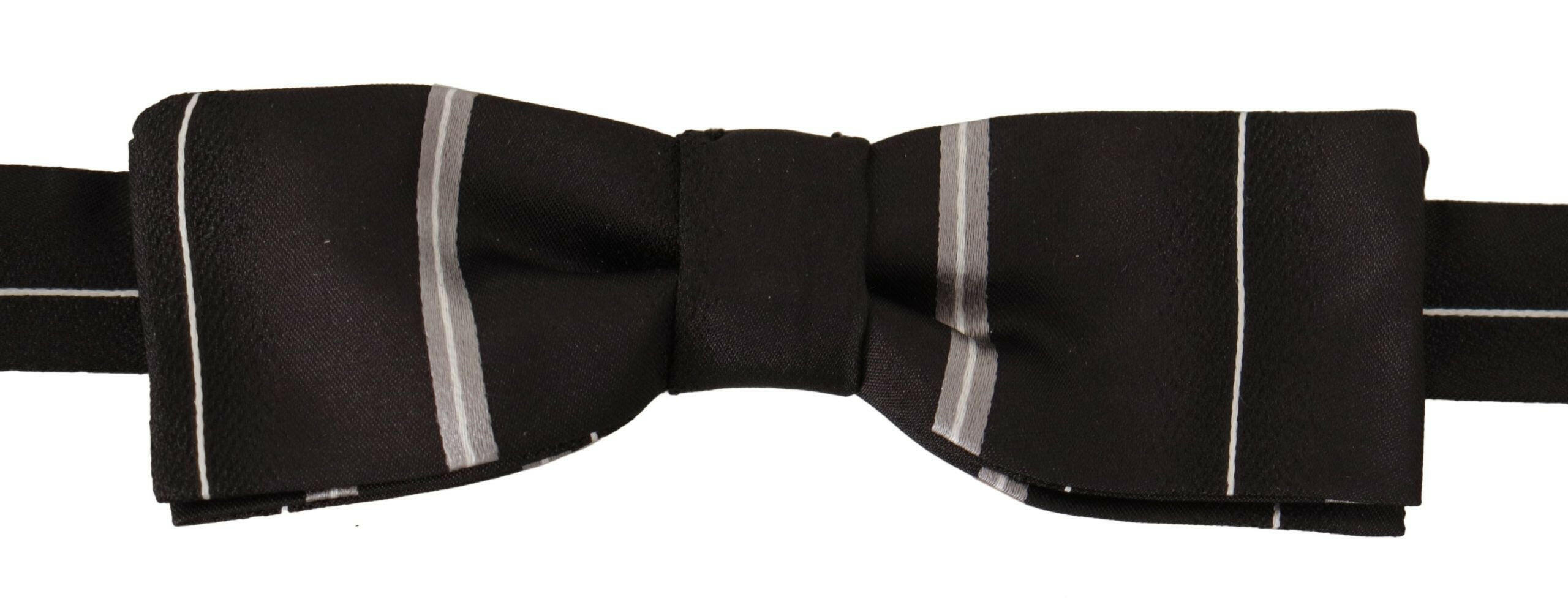 Dolce & Gabbana Black Grey Lining 100% Silk Neck Papillon Tie -  Neckties, Men -  Dolce & Gabbana.