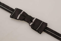 Dolce & Gabbana Black Grey Lining 100% Silk Neck Papillon Tie -  Neckties, Men -  Dolce & Gabbana.