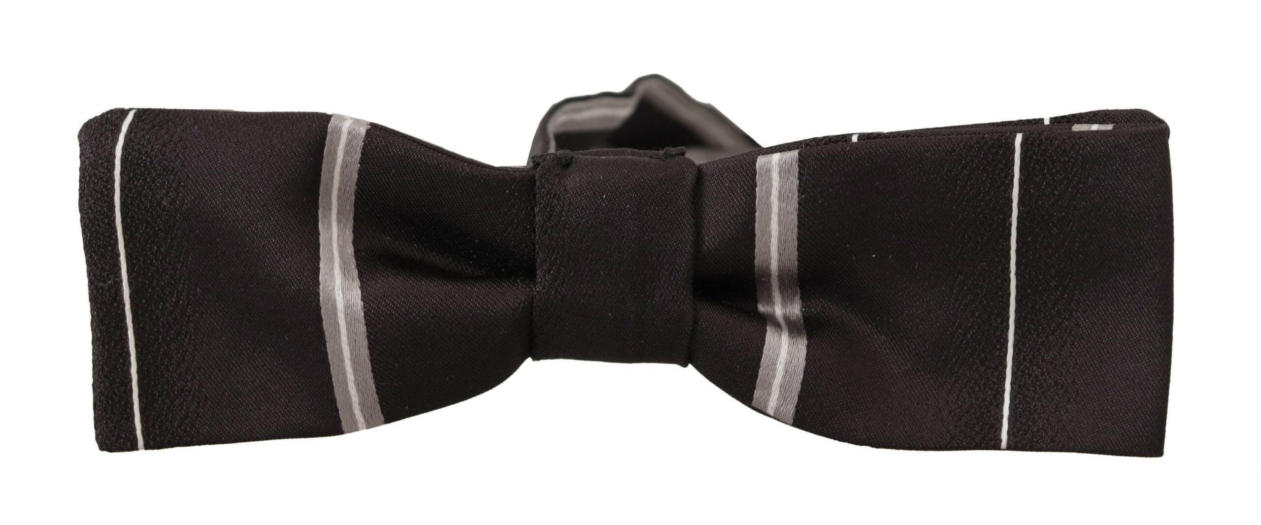 Dolce & Gabbana Black Grey Lining 100% Silk Neck Papillon Tie -  Neckties, Men -  Dolce & Gabbana.