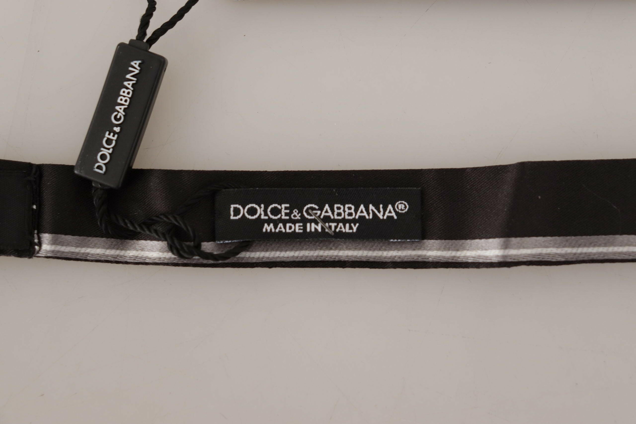 Dolce & Gabbana Black Grey Lining 100% Silk Neck Papillon Tie -  Neckties, Men -  Dolce & Gabbana.