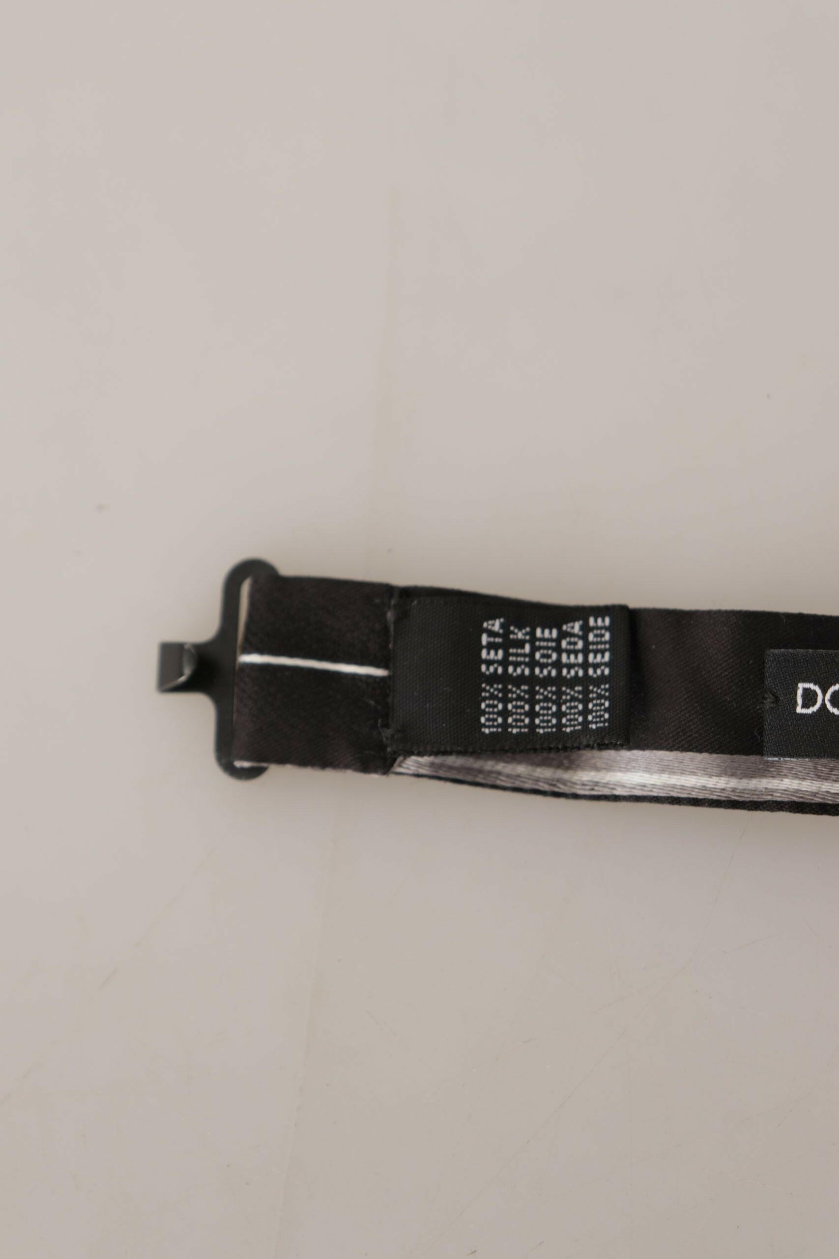 Dolce & Gabbana Black Grey Lining 100% Silk Neck Papillon Tie -  Neckties, Men -  Dolce & Gabbana.