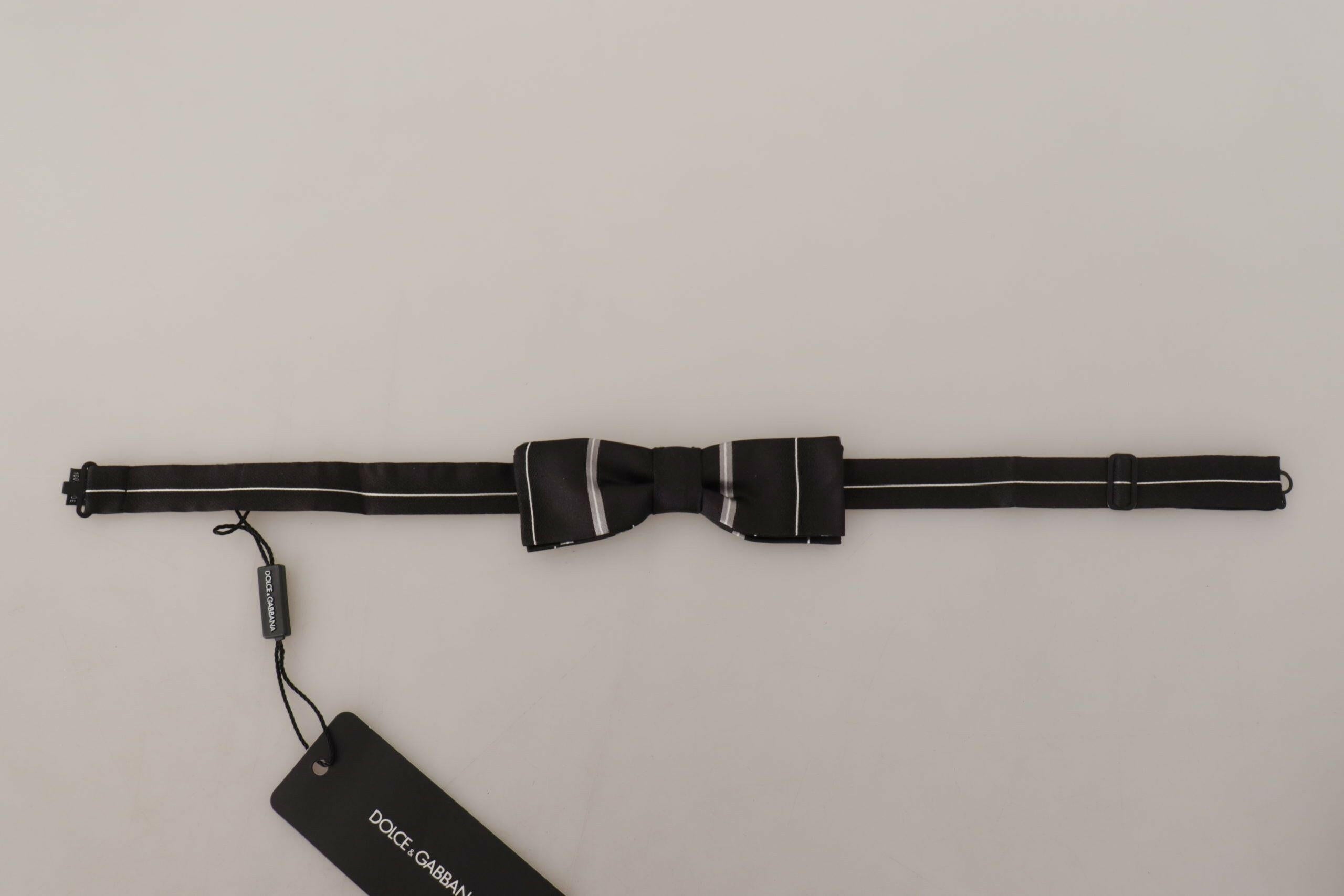 Dolce & Gabbana Black Grey Lining 100% Silk Neck Papillon Tie -  Neckties, Men -  Dolce & Gabbana.