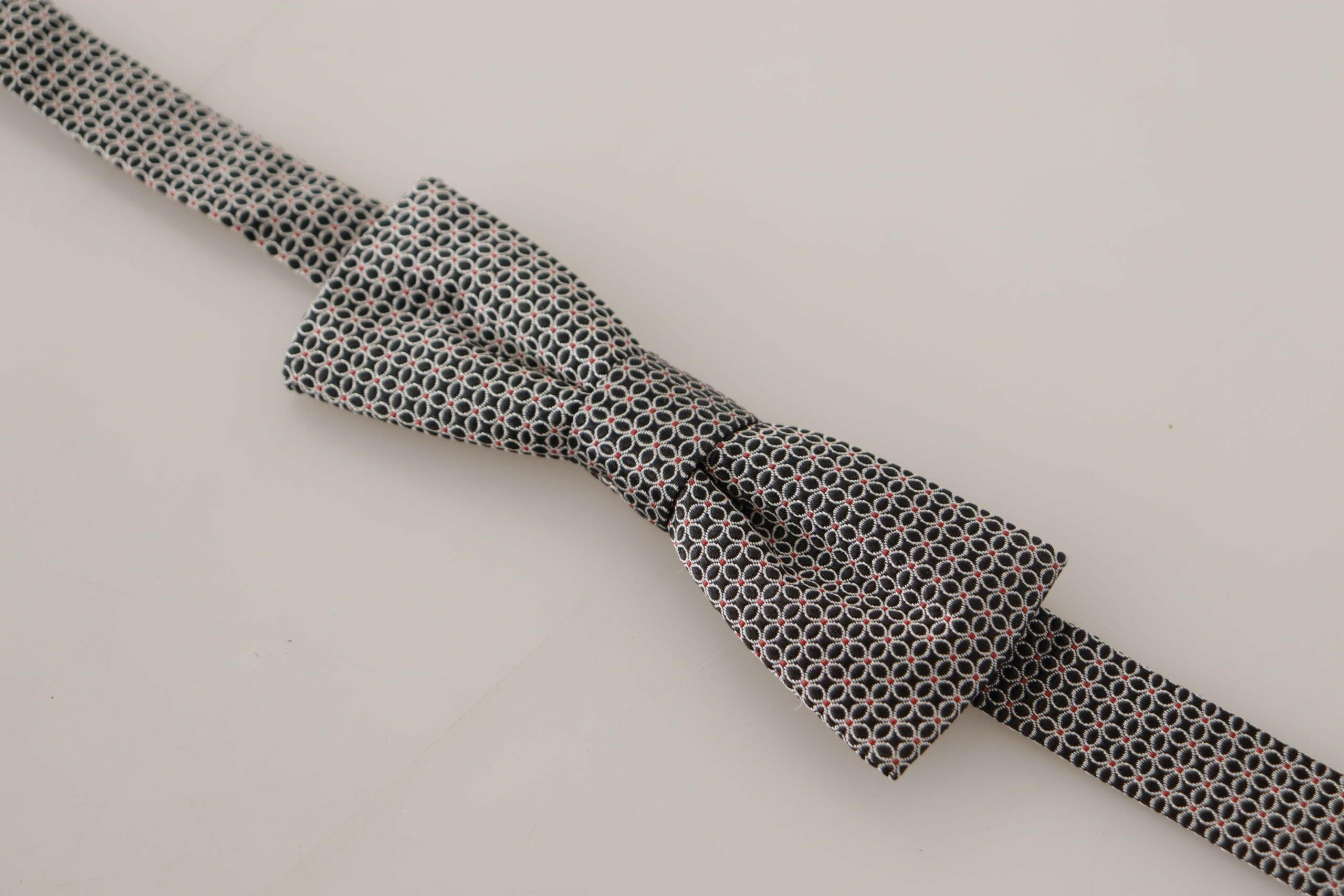 Dolce & Gabbana Black White Flower Pattern Silk Neck Papillon Tie -  Neckties, Men -  Dolce & Gabbana.