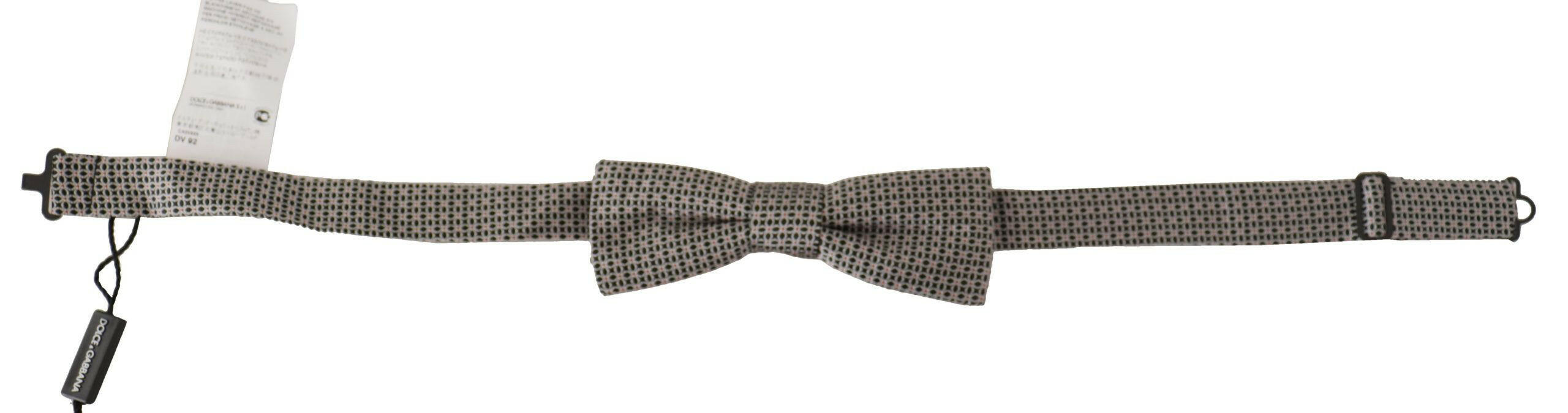 Dolce & Gabbana Black White Flower Pattern Silk Neck Papillon Tie -  Neckties, Men -  Dolce & Gabbana.