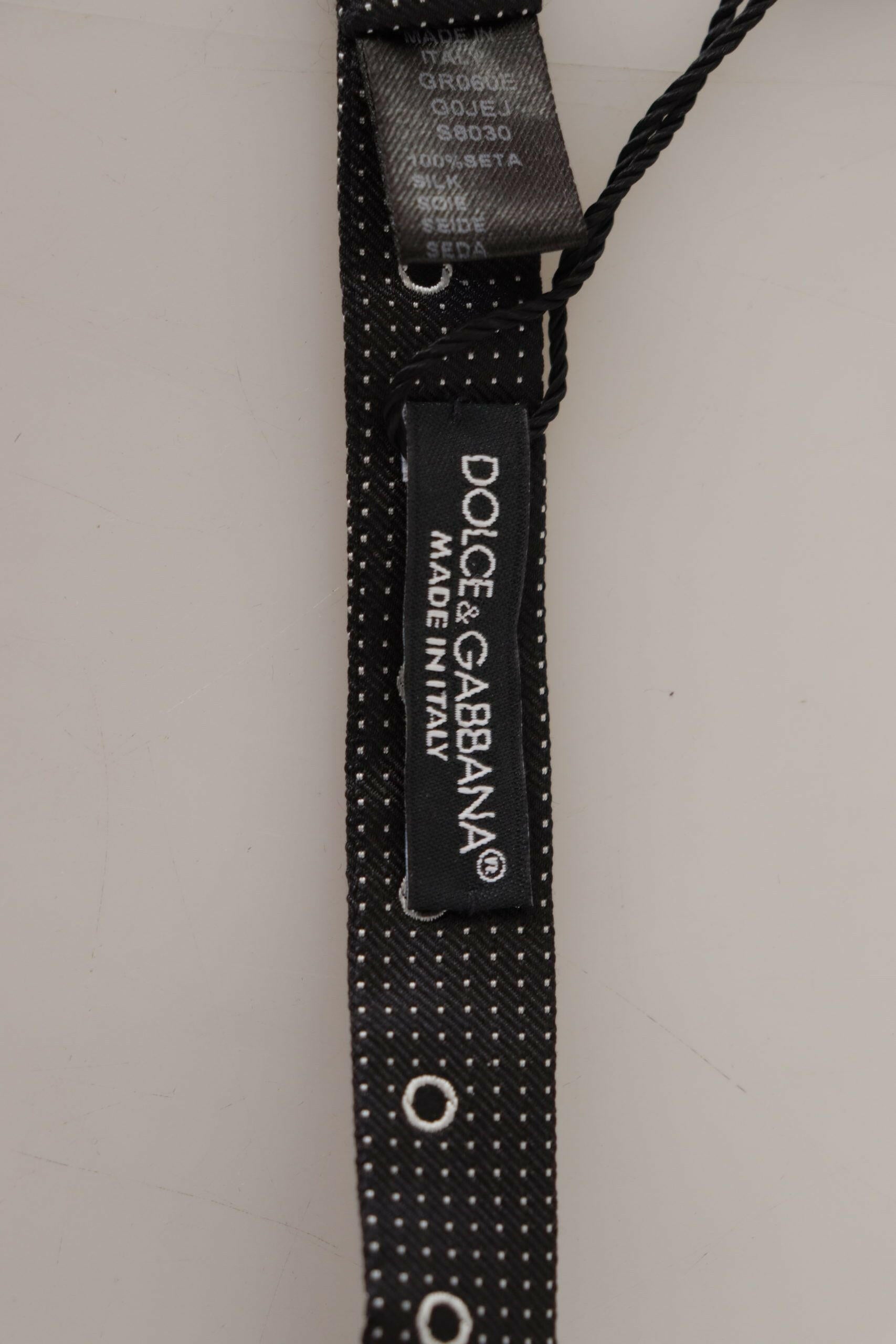 Dolce & Gabbana Black White Polka Dot 100% Silk Neck Papillon Tie -  Neckties, Men -  Dolce & Gabbana.