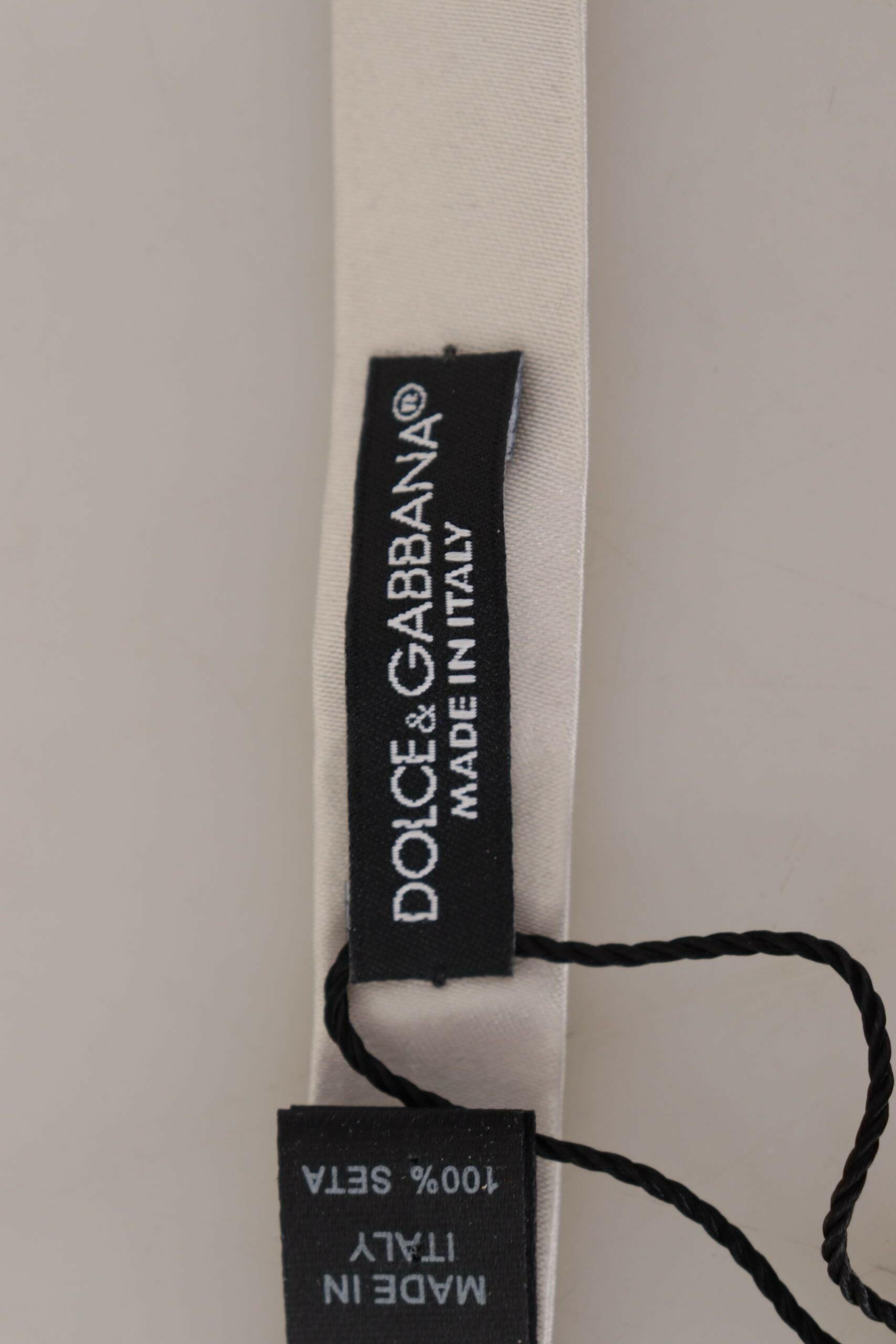 Dolce & Gabbana Gray 100% Silk Adjustable Neck Papillon Tie -  Neckties, Men -  Dolce & Gabbana.