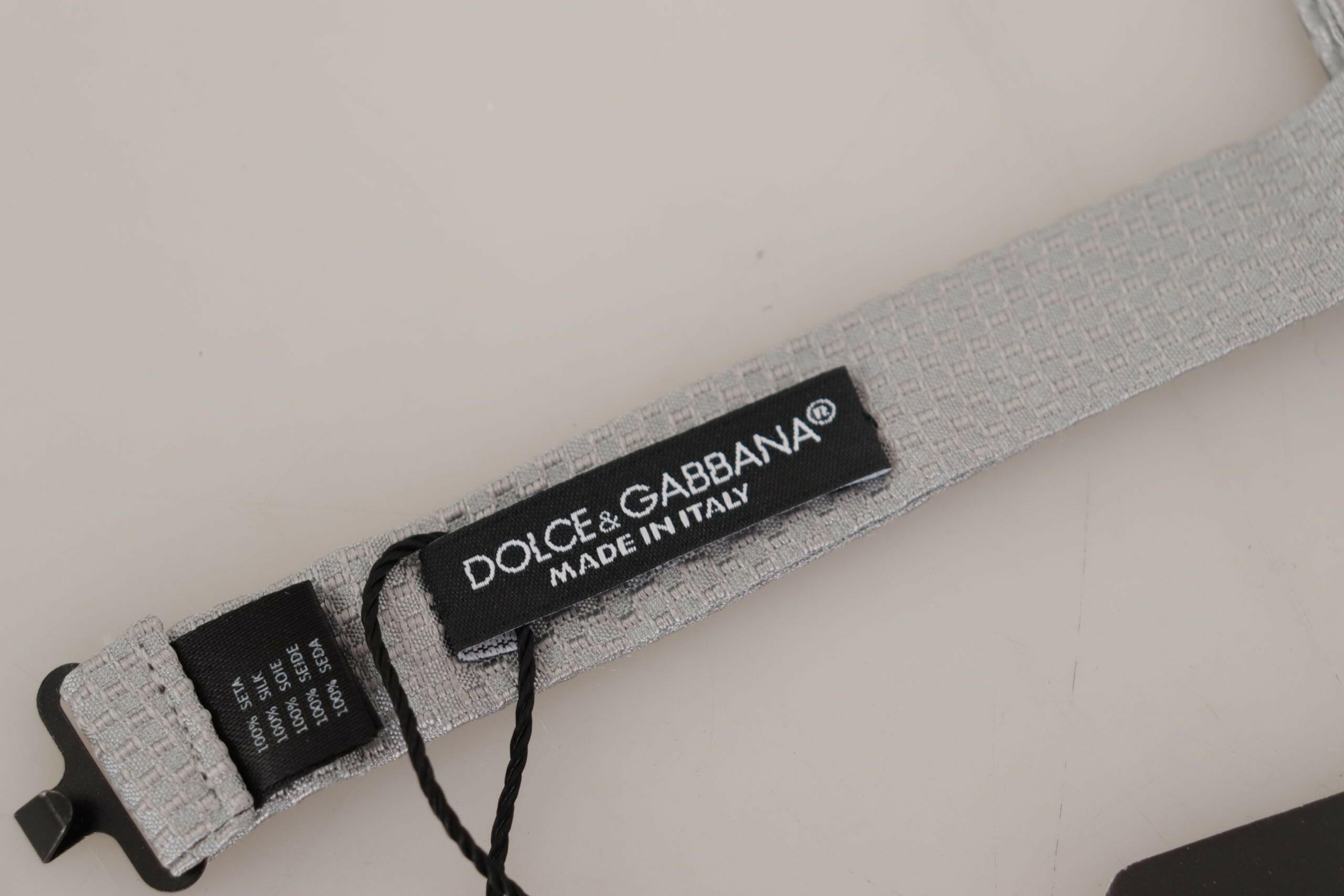 Dolce & Gabbana Gray 100% Silk Adjustable Neck Papillon Tie -  Neckties, Men -  Dolce & Gabbana.