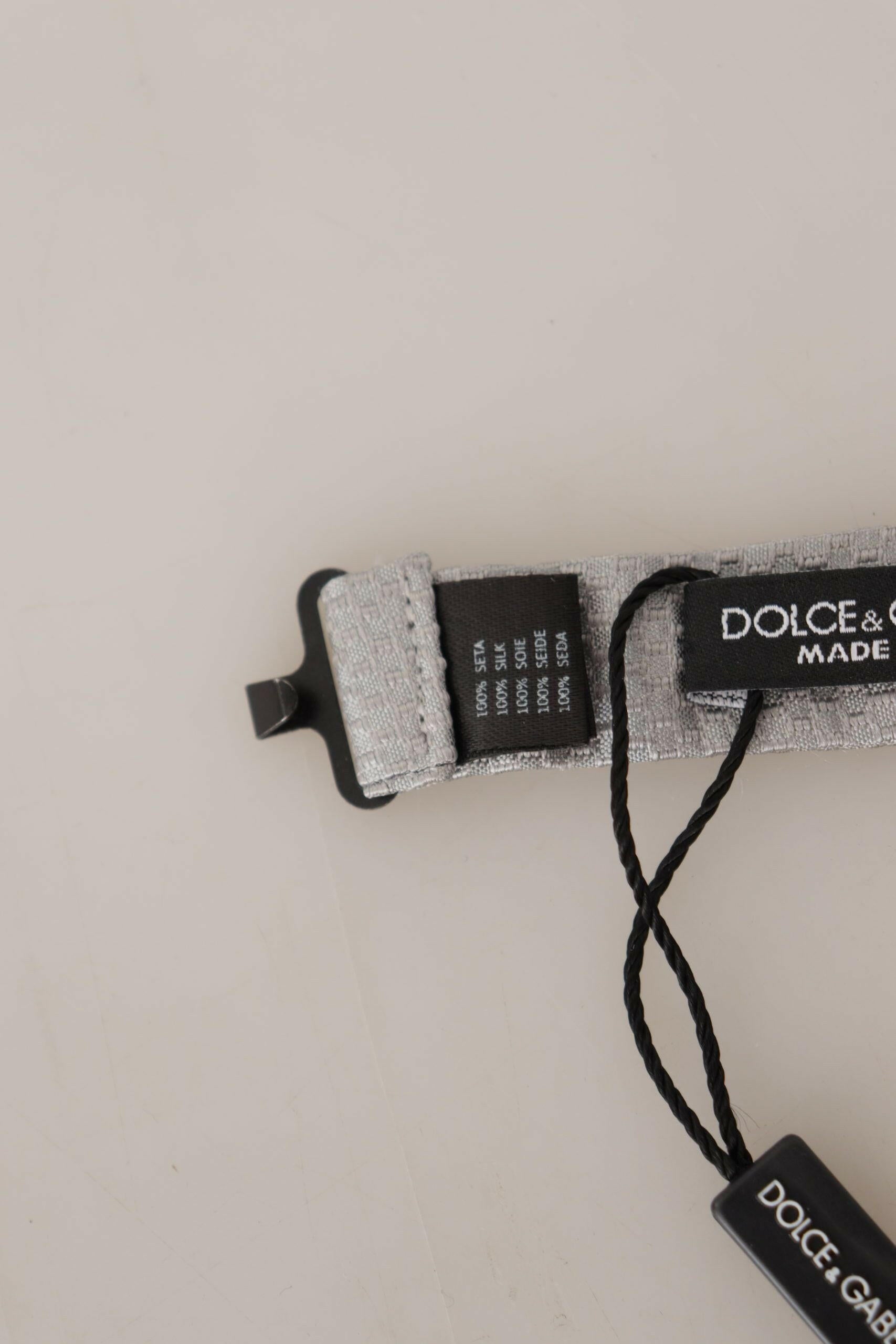 Dolce & Gabbana Gray 100% Silk Adjustable Neck Papillon Tie -  Neckties, Men -  Dolce & Gabbana.