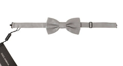 Dolce & Gabbana Gray 100% Silk Adjustable Neck Papillon Tie -  Neckties, Men -  Dolce & Gabbana.