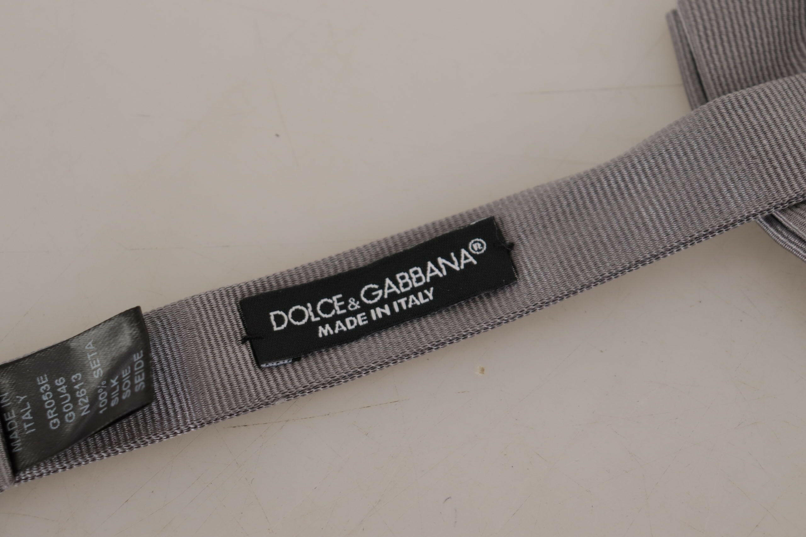 Dolce & Gabbana Gray 100% Silk Adjustable Neck Papillon Tie -  Neckties, Men -  Dolce & Gabbana.