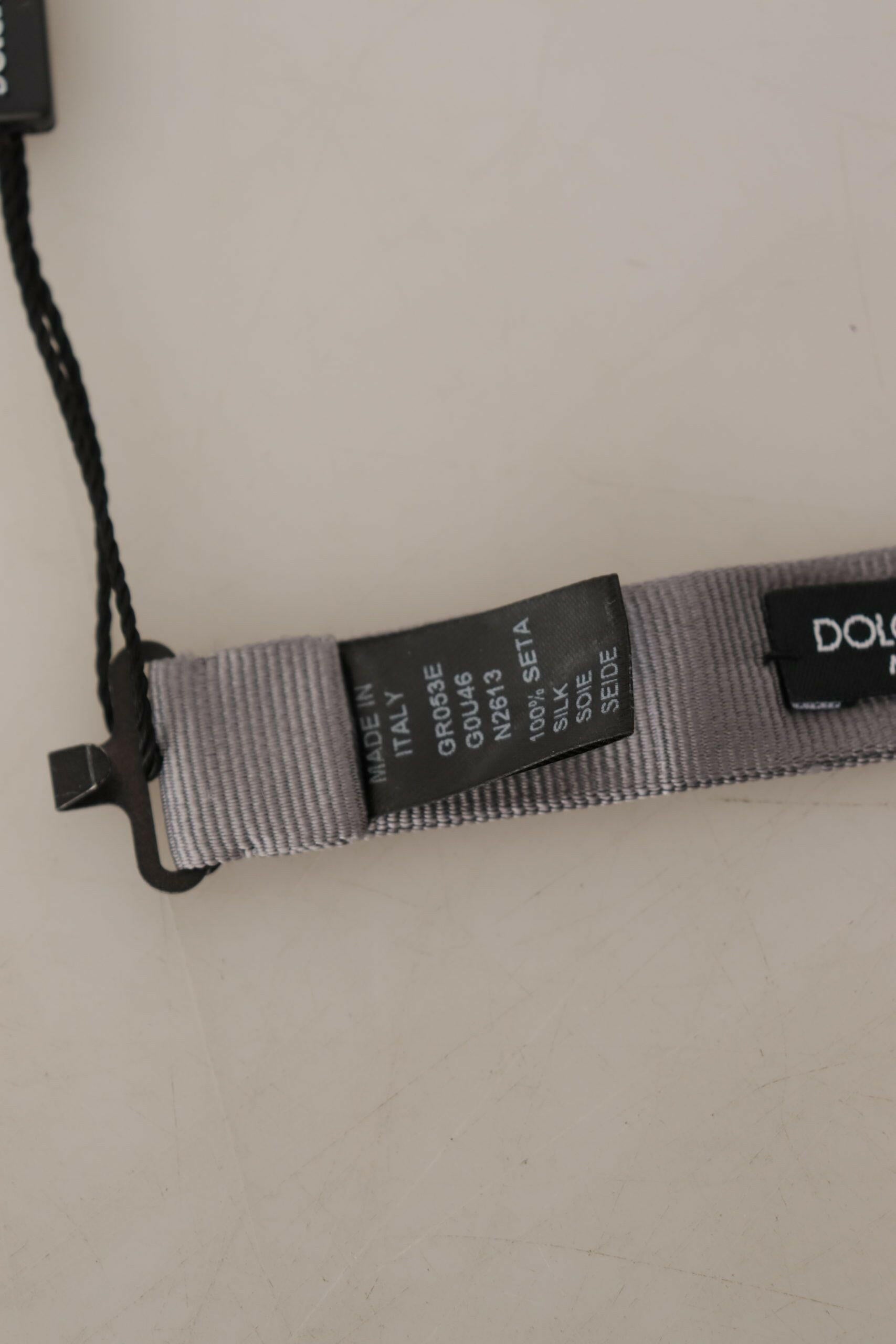 Dolce & Gabbana Gray 100% Silk Adjustable Neck Papillon Tie -  Neckties, Men -  Dolce & Gabbana.