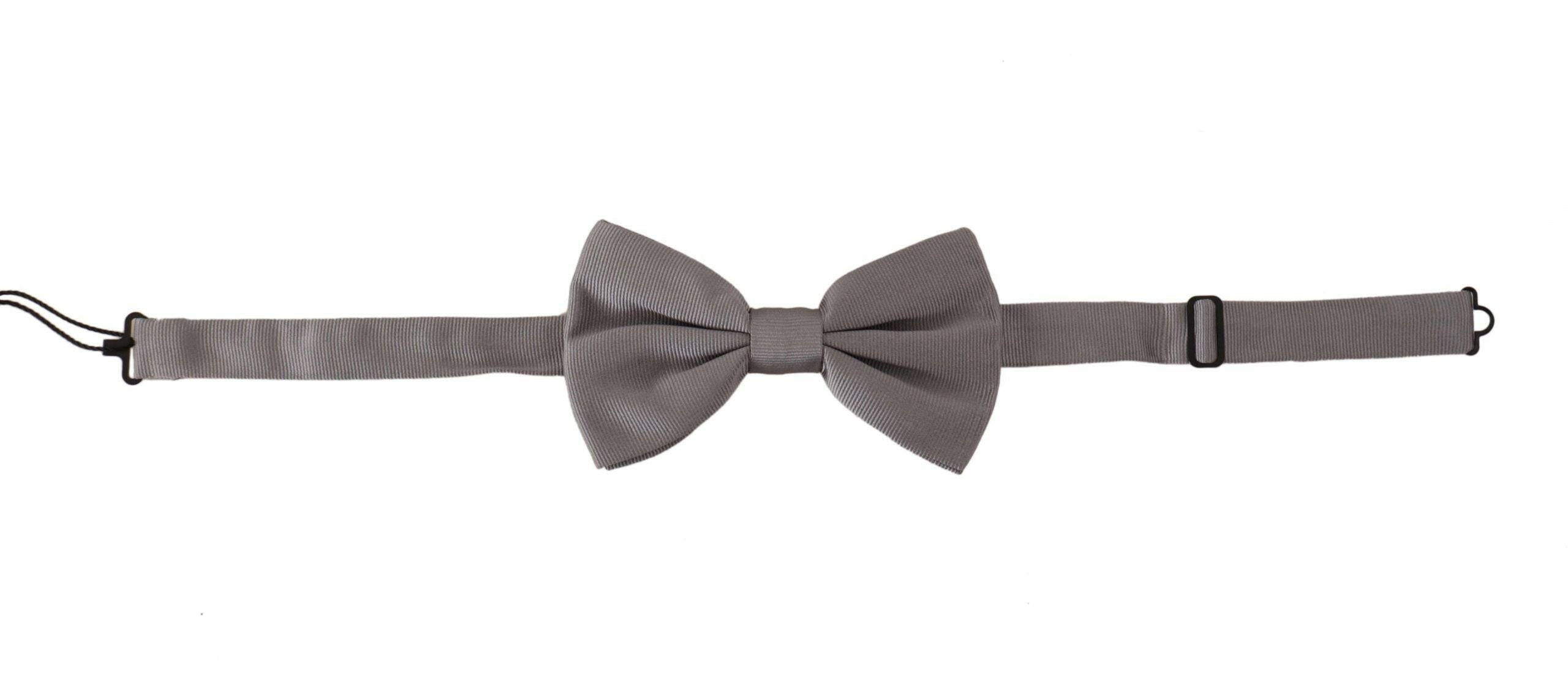Dolce & Gabbana Gray 100% Silk Adjustable Neck Papillon Tie -  Neckties, Men -  Dolce & Gabbana.