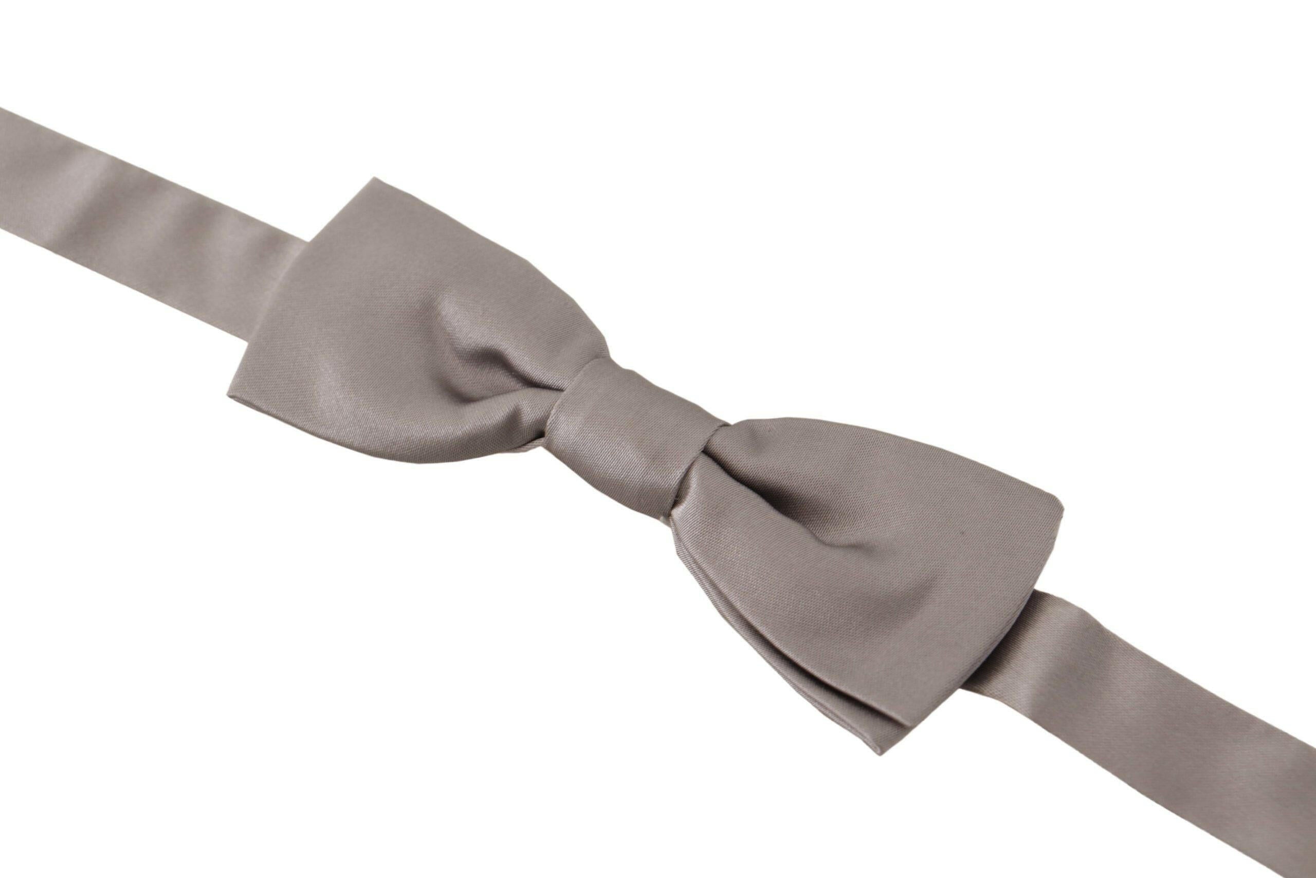 Dolce & Gabbana Silver 100% Silk Slim Adjustable Neck Papillon Tie -  Neckties, Men -  Dolce & Gabbana.