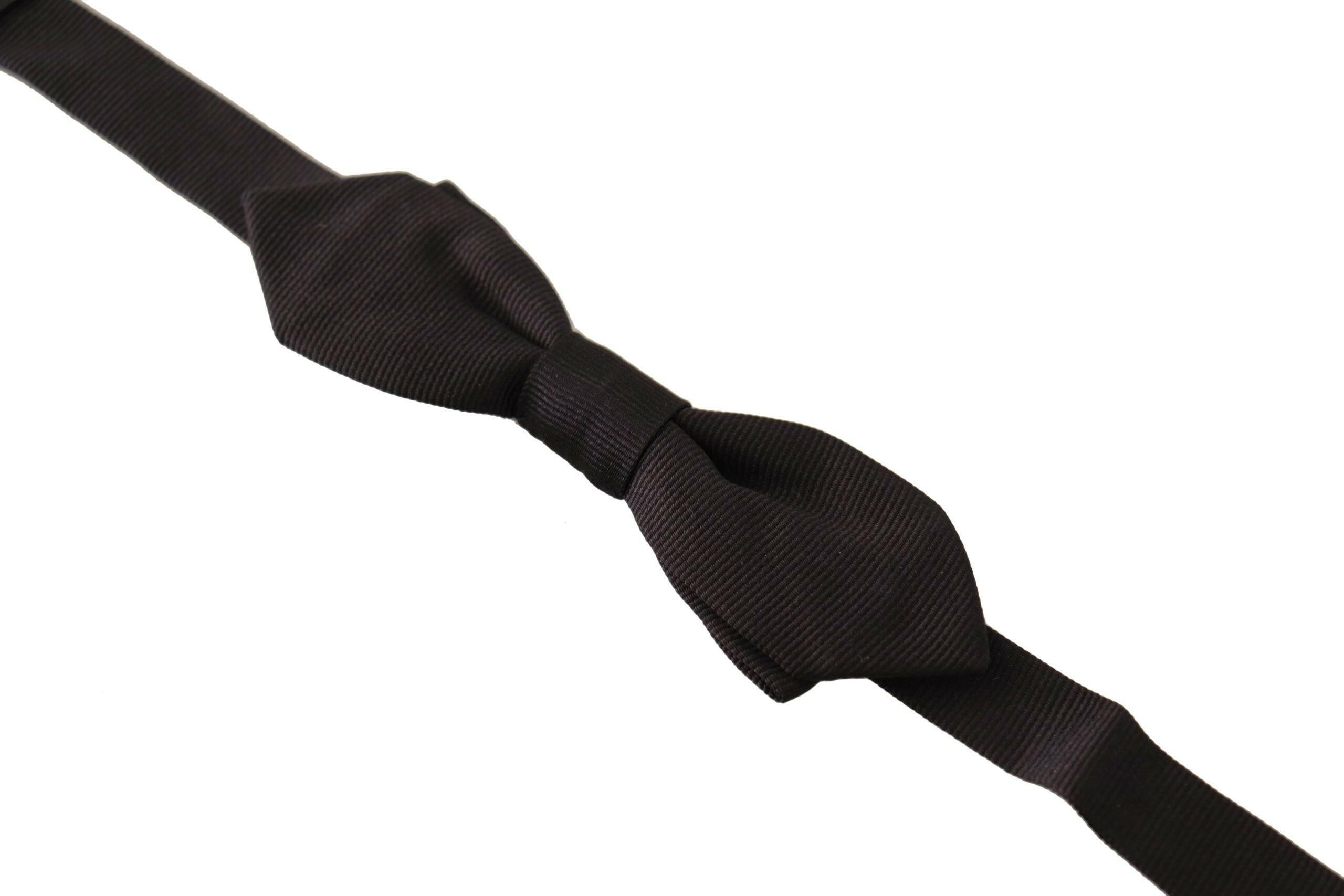 Dolce & Gabbana Black Solid 100% Silk Adjustable Neck Papillon Tie -  Neckties, Men -  Dolce & Gabbana.