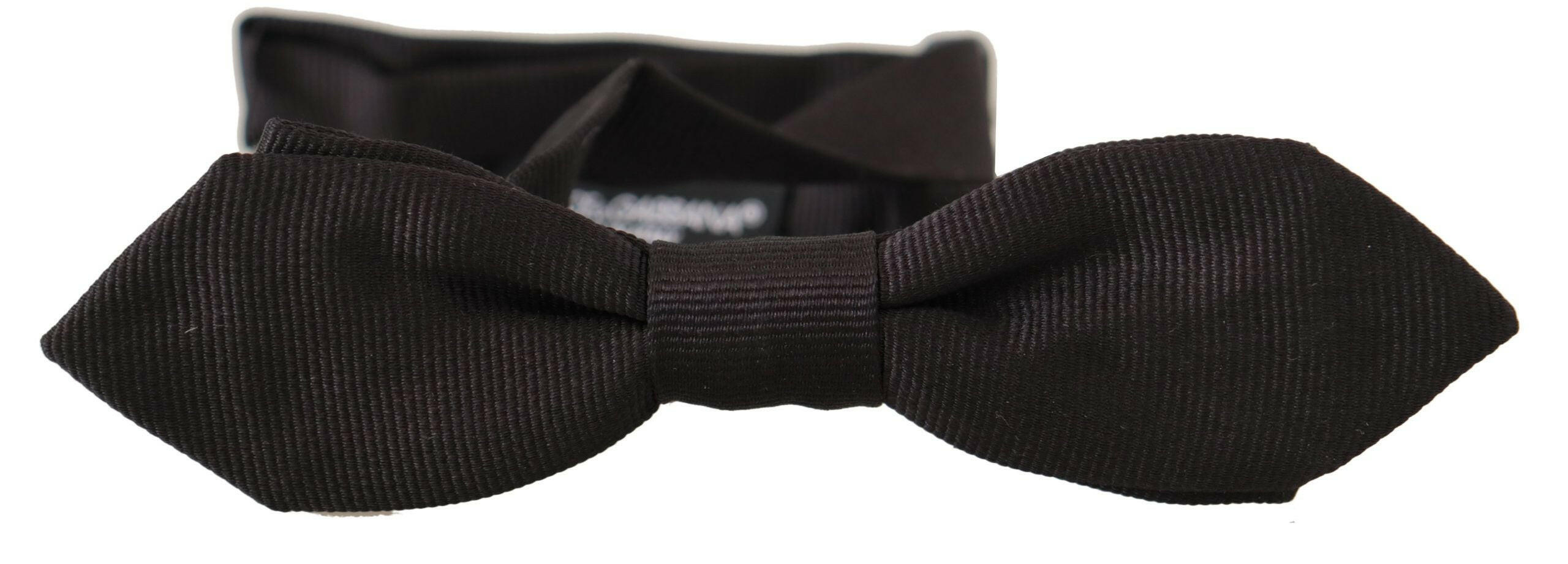 Dolce & Gabbana Black Solid 100% Silk Adjustable Neck Papillon Tie -  Neckties, Men -  Dolce & Gabbana.