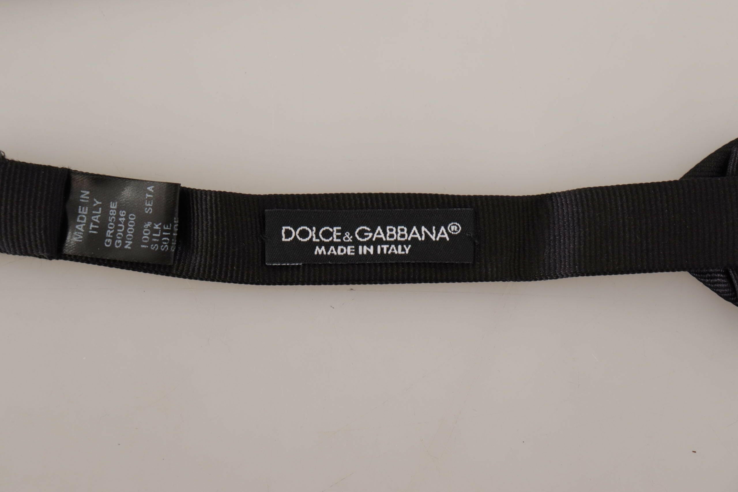 Dolce & Gabbana Black Solid 100% Silk Adjustable Neck Papillon Tie -  Neckties, Men -  Dolce & Gabbana.