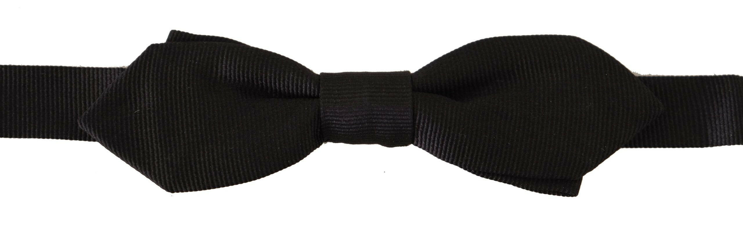 Dolce & Gabbana Black Solid 100% Silk Adjustable Neck Papillon Tie -  Neckties, Men -  Dolce & Gabbana.