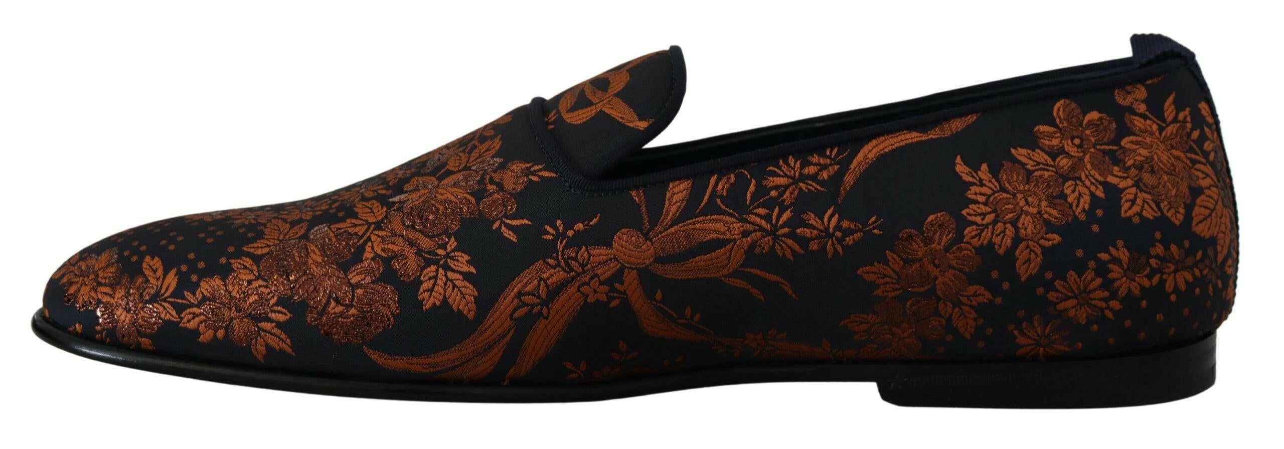 Dolce & Gabbana Blue Rust Floral Slippers Loafers Shoes -   -  Dolce & Gabbana.