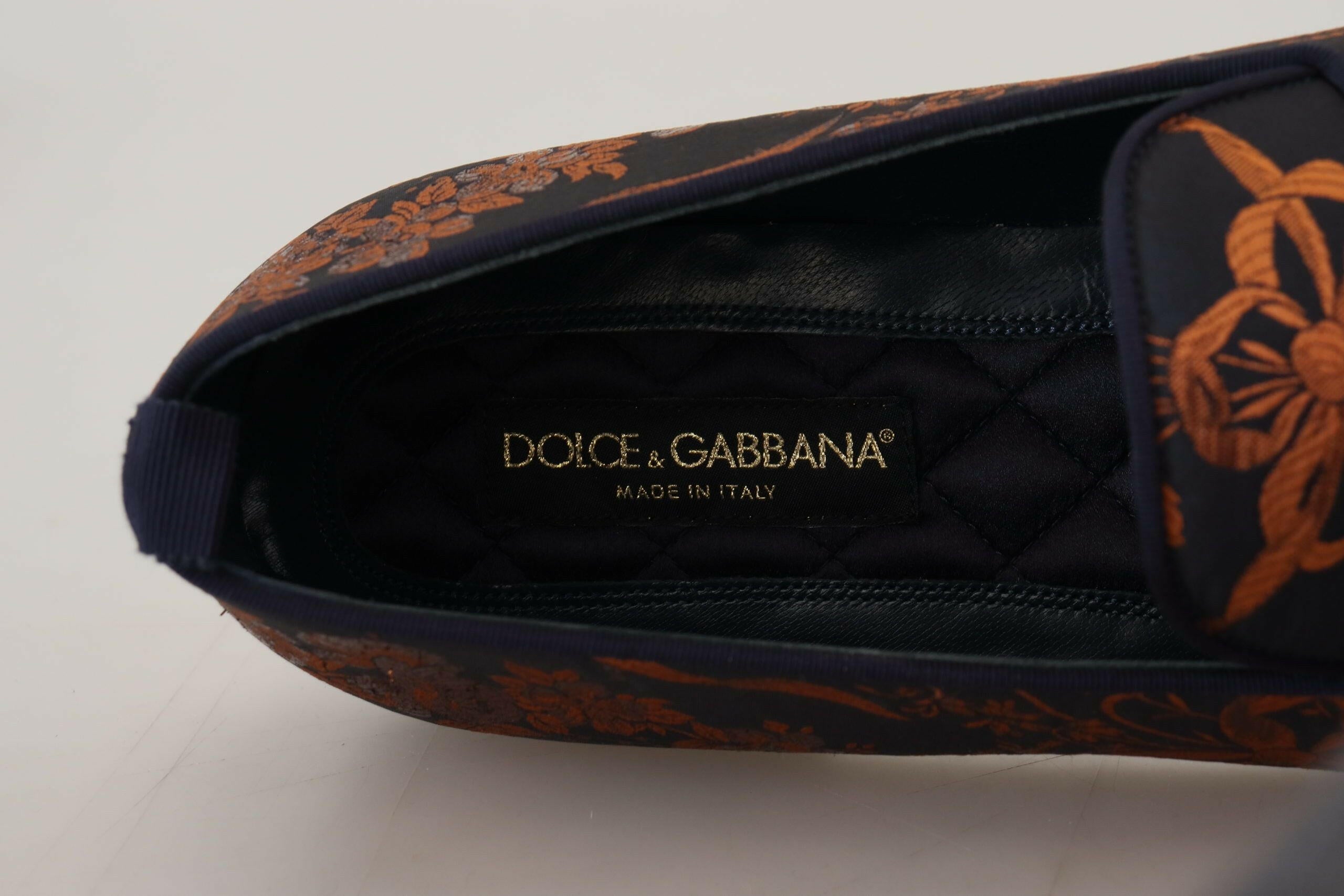 Dolce & Gabbana Blue Rust Floral Slippers Loafers Shoes -   -  Dolce & Gabbana.