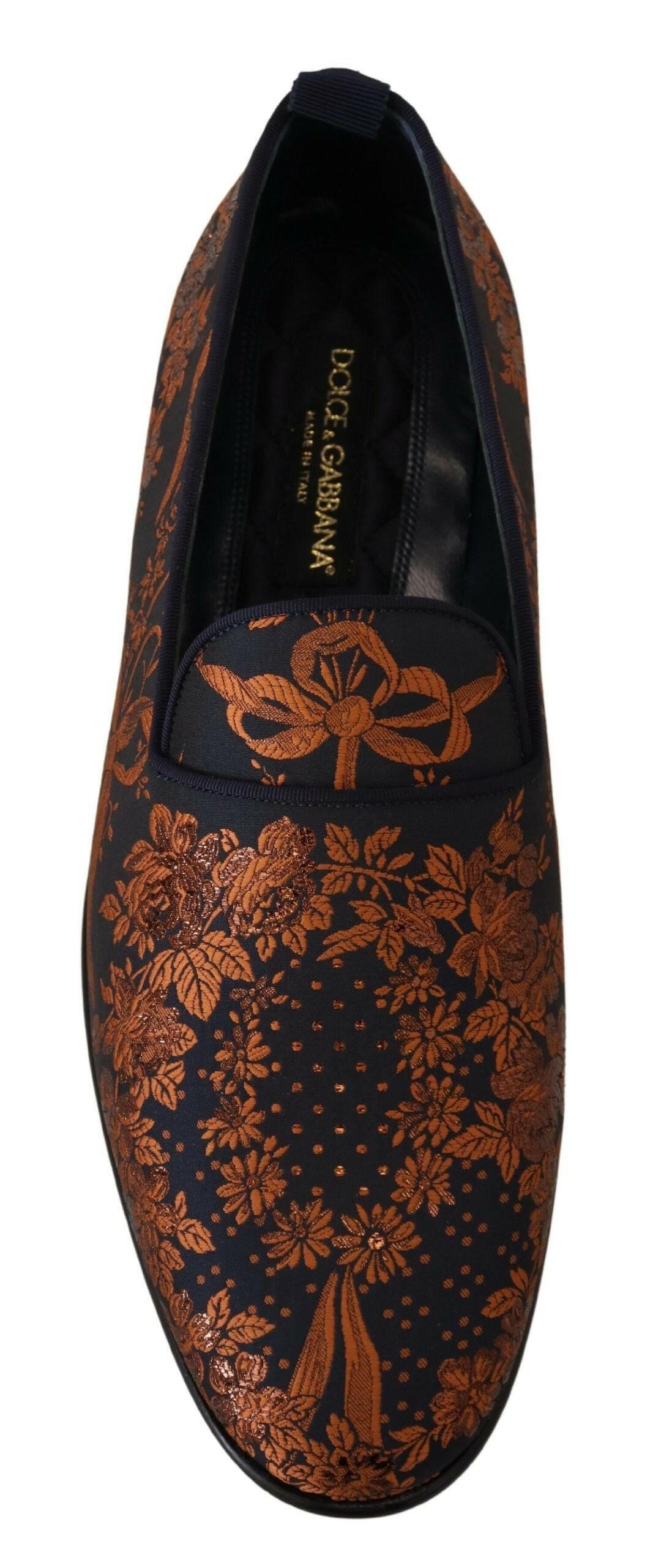 Dolce & Gabbana Blue Rust Floral Slippers Loafers Shoes -   -  Dolce & Gabbana.