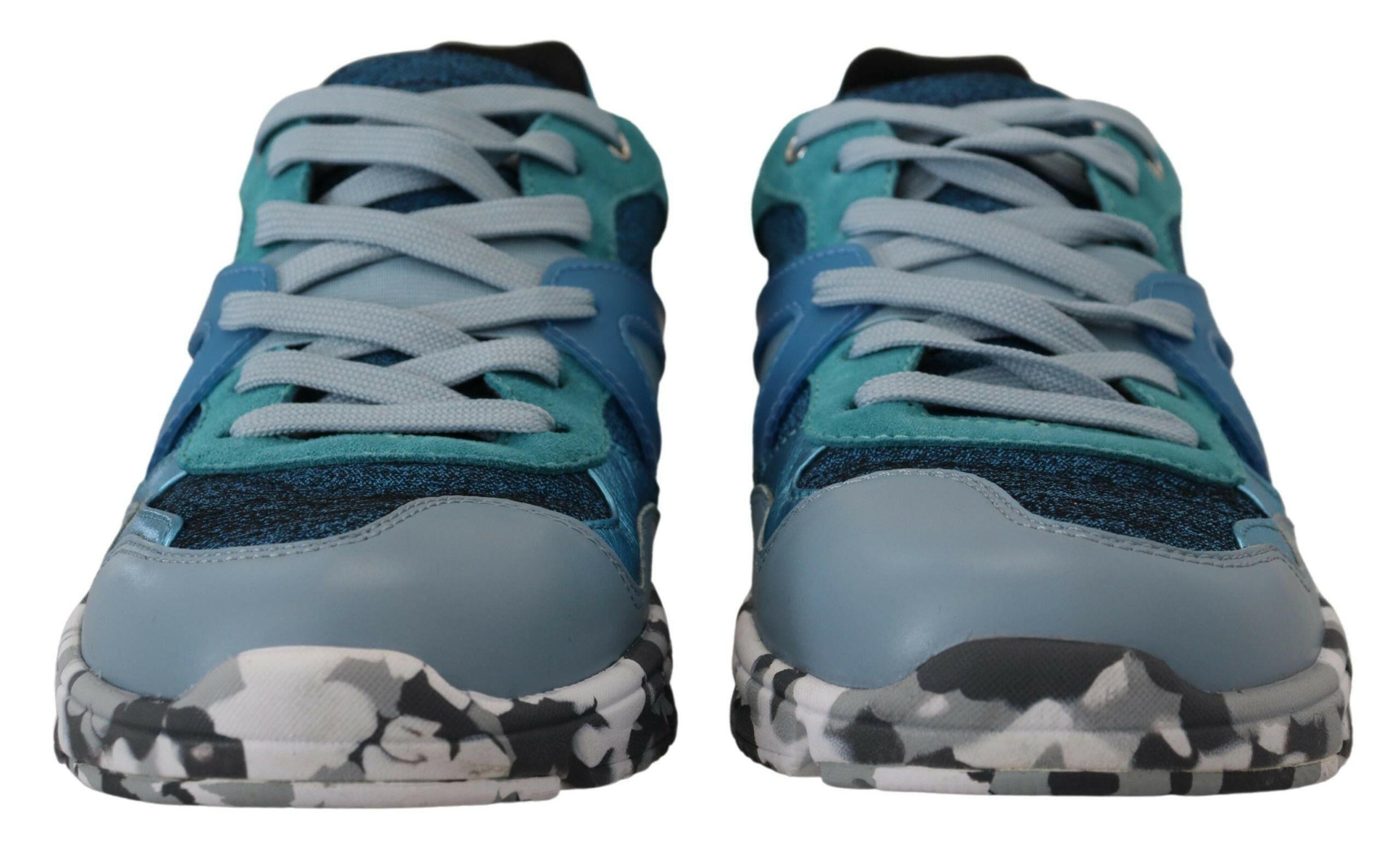 Dolce & Gabbana Blue Gray Leather Sport Low Top Sneakers -   -  Dolce & Gabbana.