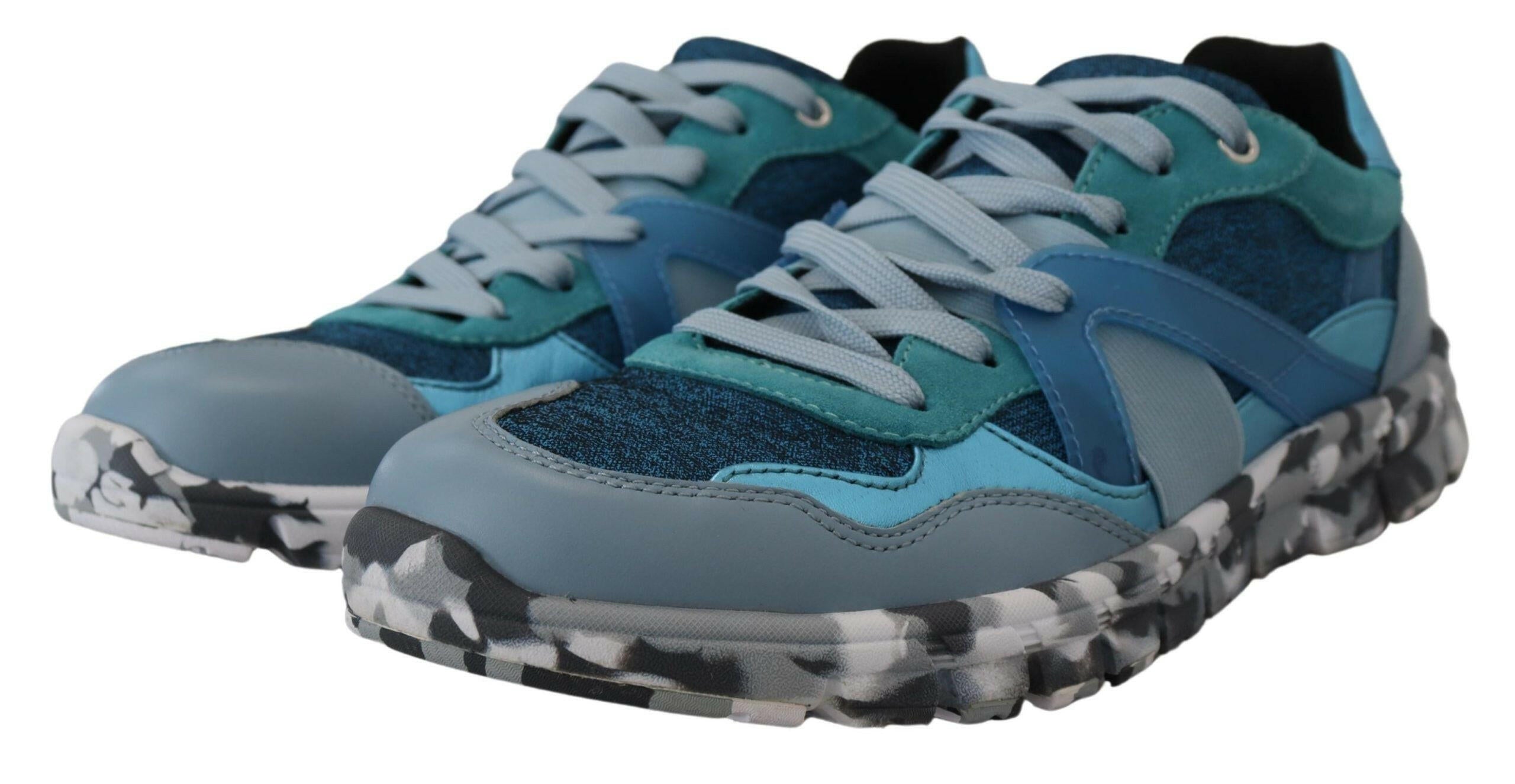 Dolce & Gabbana Blue Gray Leather Sport Low Top Sneakers -   -  Dolce & Gabbana.