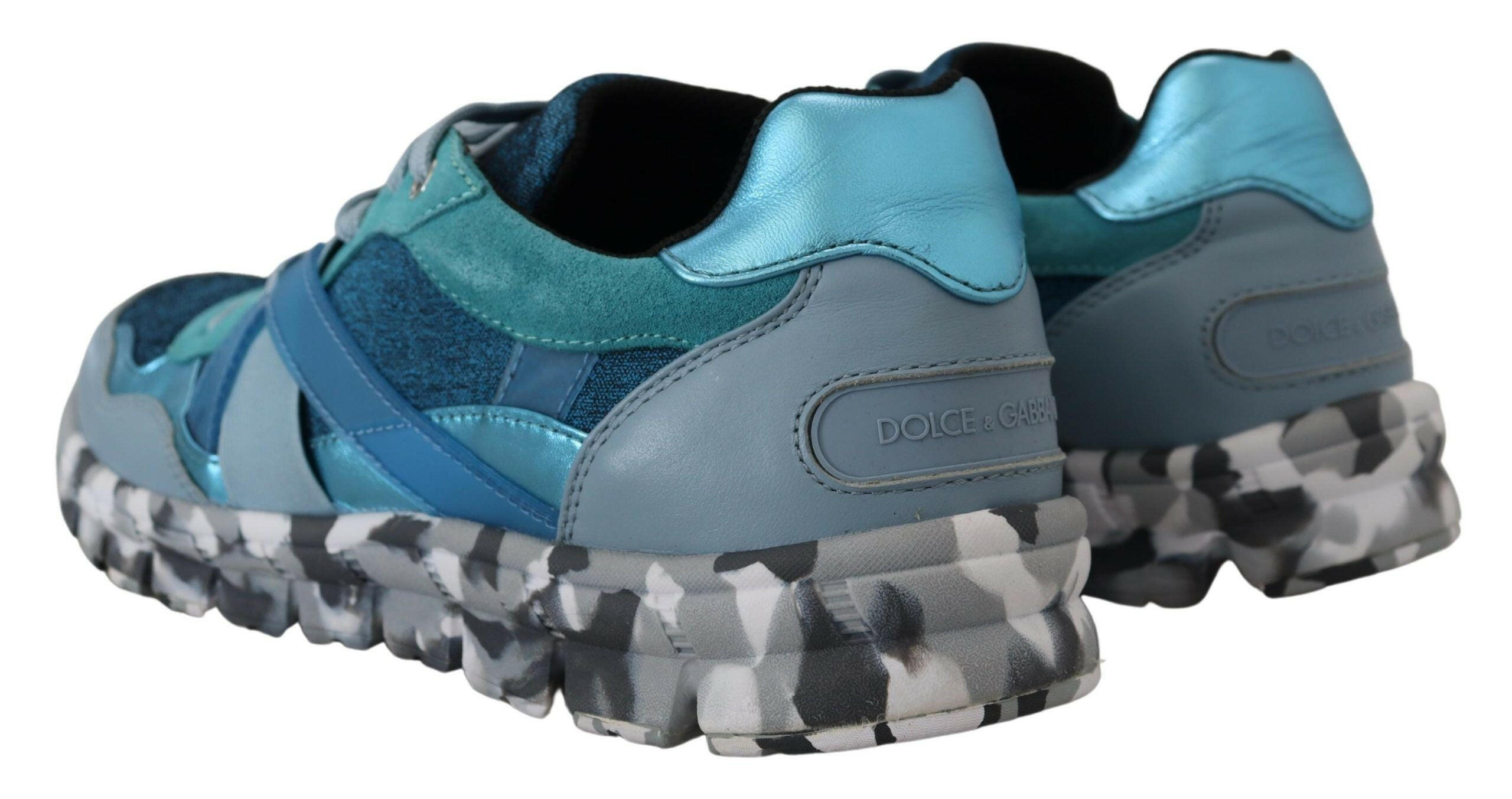 Dolce & Gabbana Blue Gray Leather Sport Low Top Sneakers -   -  Dolce & Gabbana.